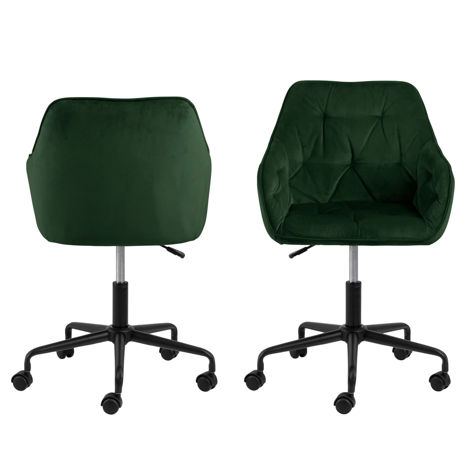 ACT NORDIC Brooke skrivbordsstol, med armstöd - grön polyester och svart metall