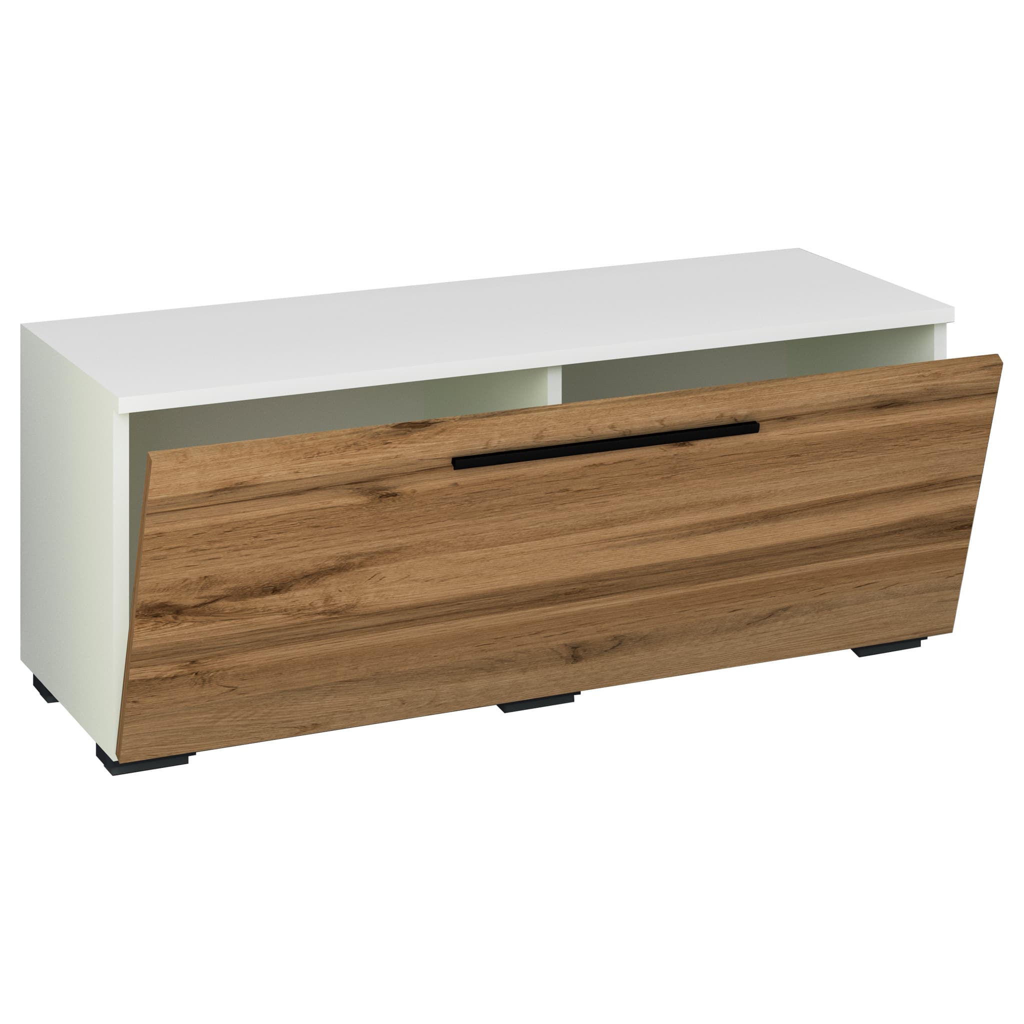 VCM NORDIC Arila S TV-bord, w. 1 dörr och 2 fack - vitt och naturligt trä (110x30)