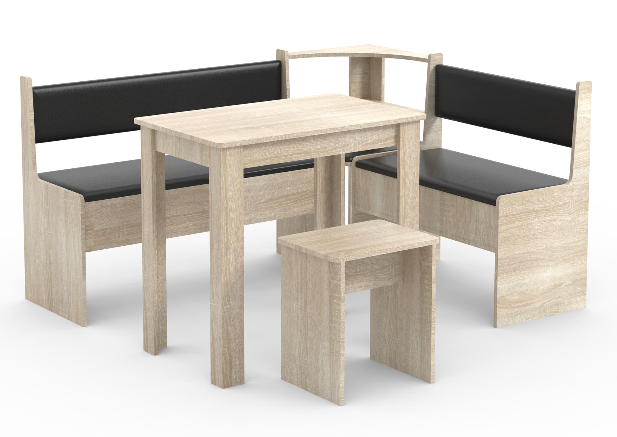 VCM NORDIC Esal Mini hörnbänkset, w. 1 bord, 2 bänkar, 1 pall - naturligt trä