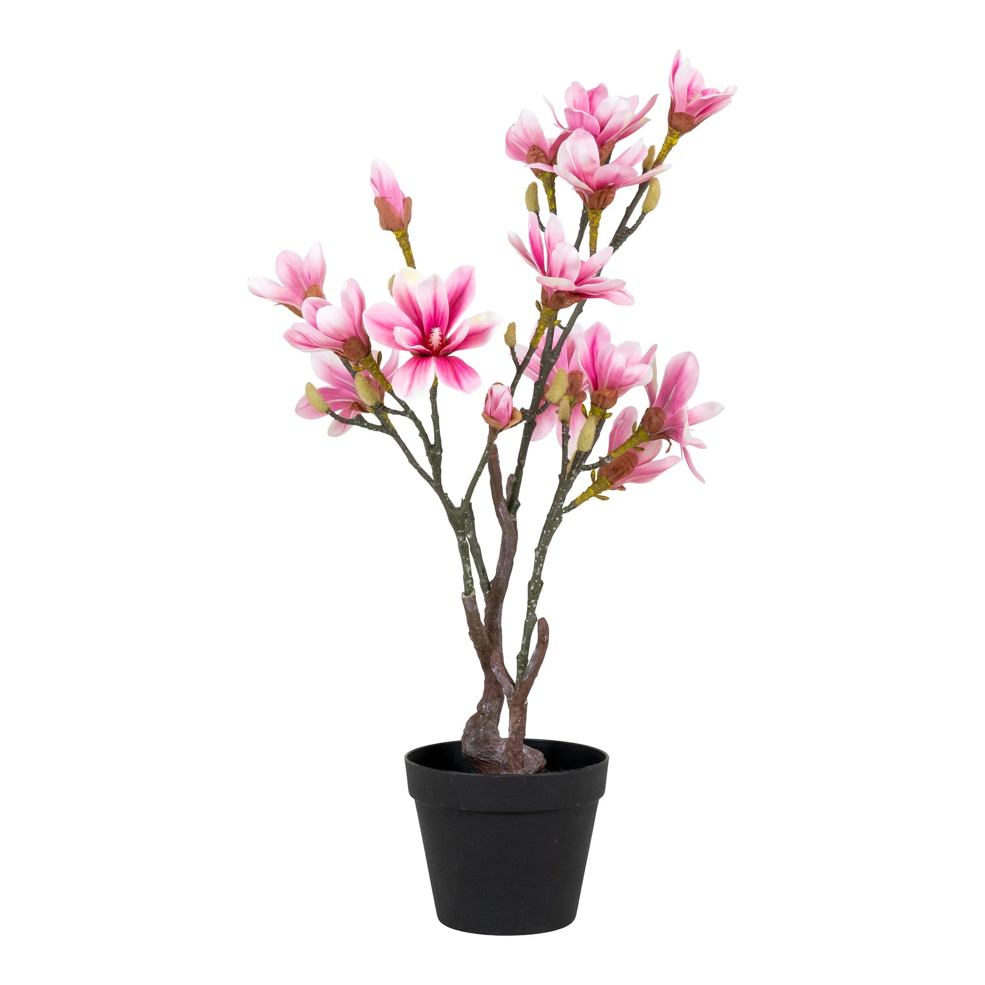 HOUSE NORDIC konstgjord Magnoliaträdväxt - grön och rosa plast (H:75)