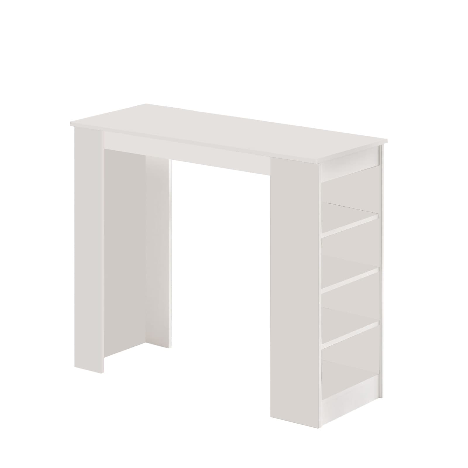 NORDVÄRK ST1 barbord, m. 3 hyllor - vit melamin (120x51,6)