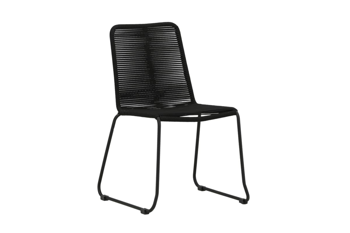 VENTURE HOME Lindos stapelstol - svart aluminium / svart rep
