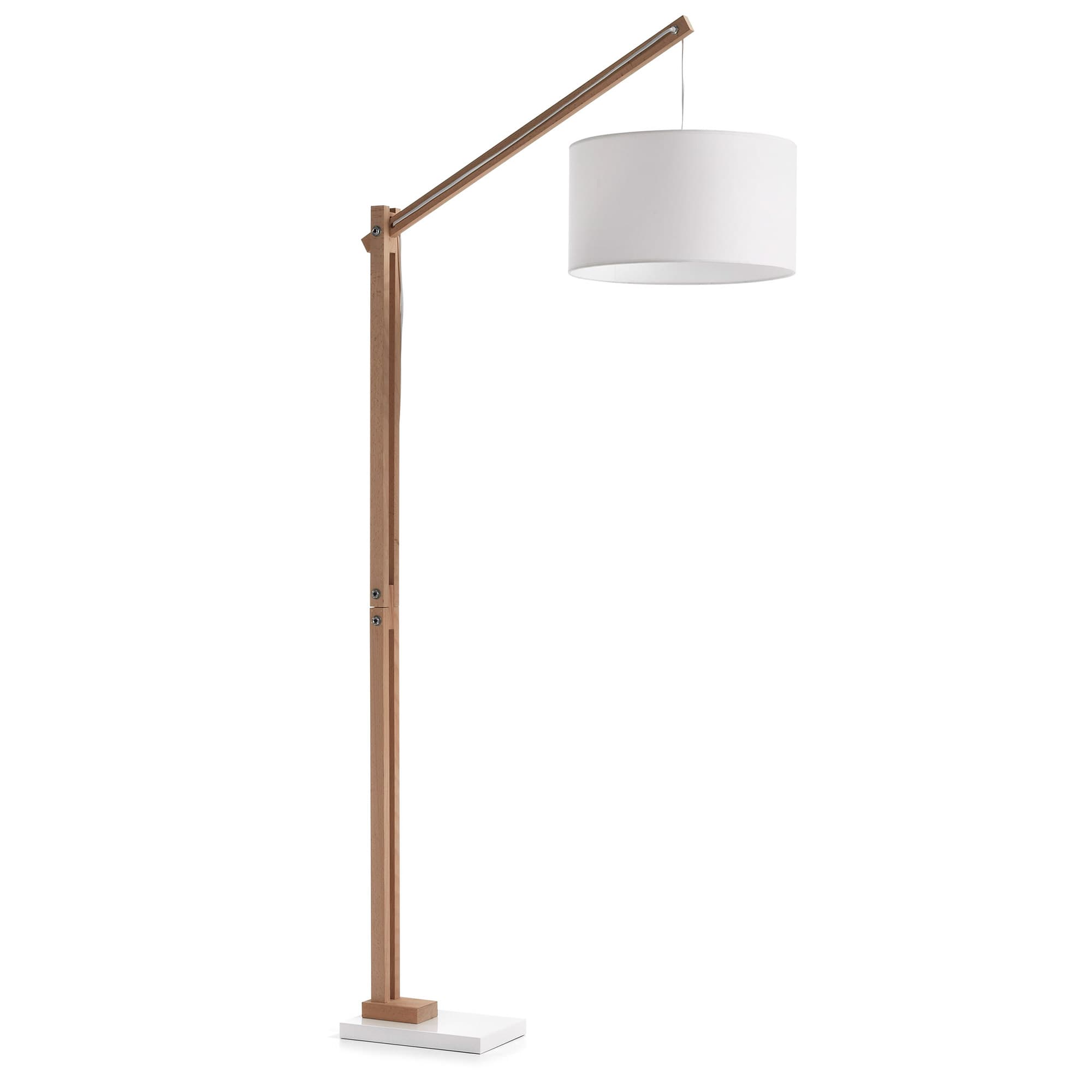 KAVE HOME Izar golvlampa - naturligt trä och vit metall/bomull