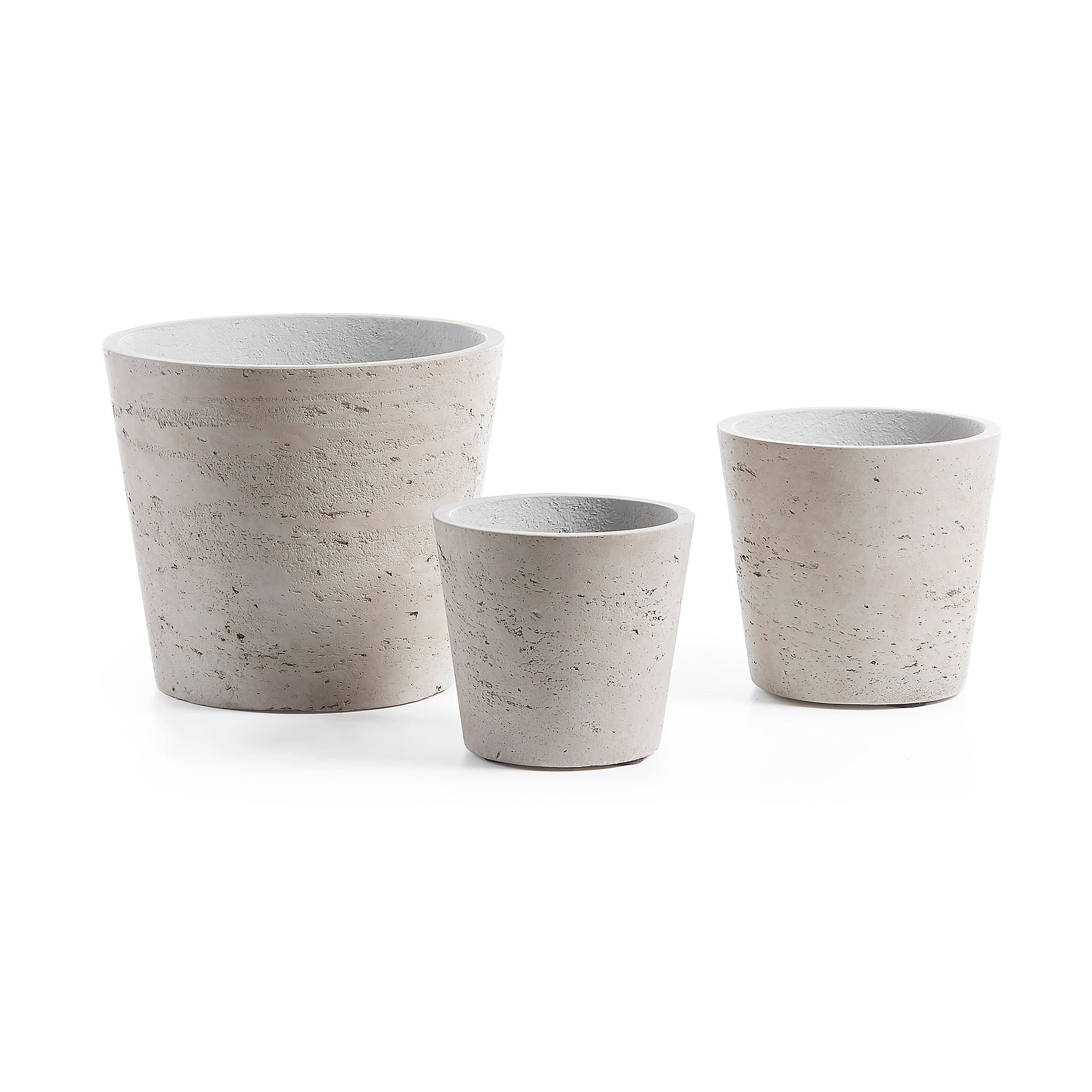 KAVE HOME Låg burk, rund - grå cement (set om 3)