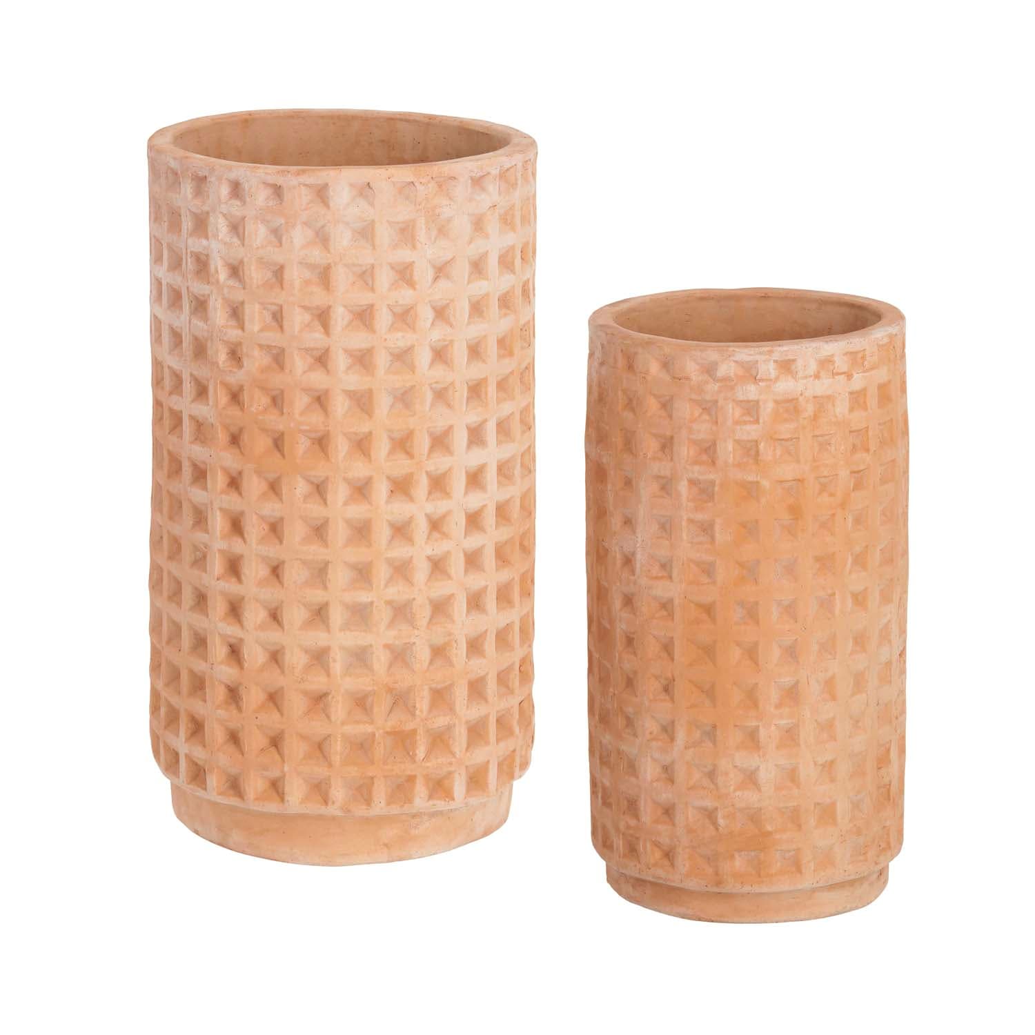 KAVE HOME Celi Blomkruka, Rund - Naturlig Terracotta (Set om 2) (Ø 25 / 34 cm)