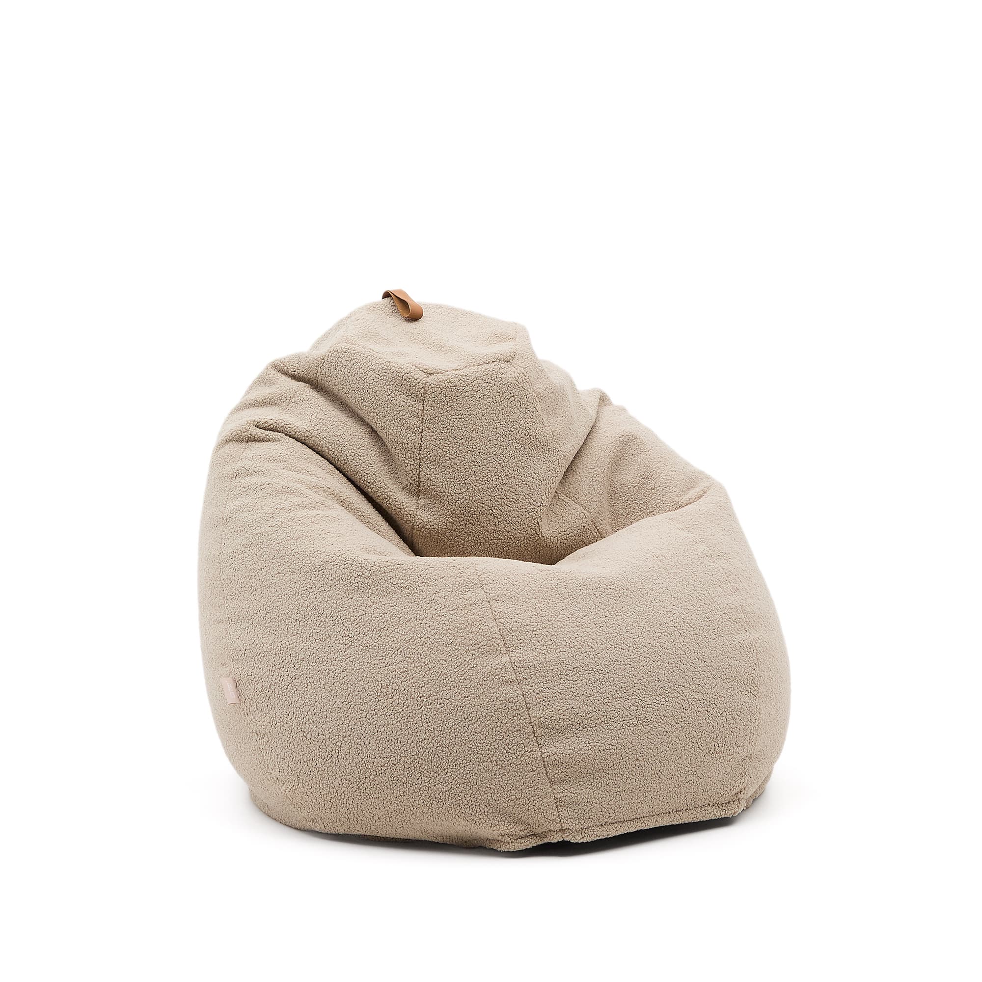 KAVE HOME Vicka-puff i beige bouclé, Ø70 cm