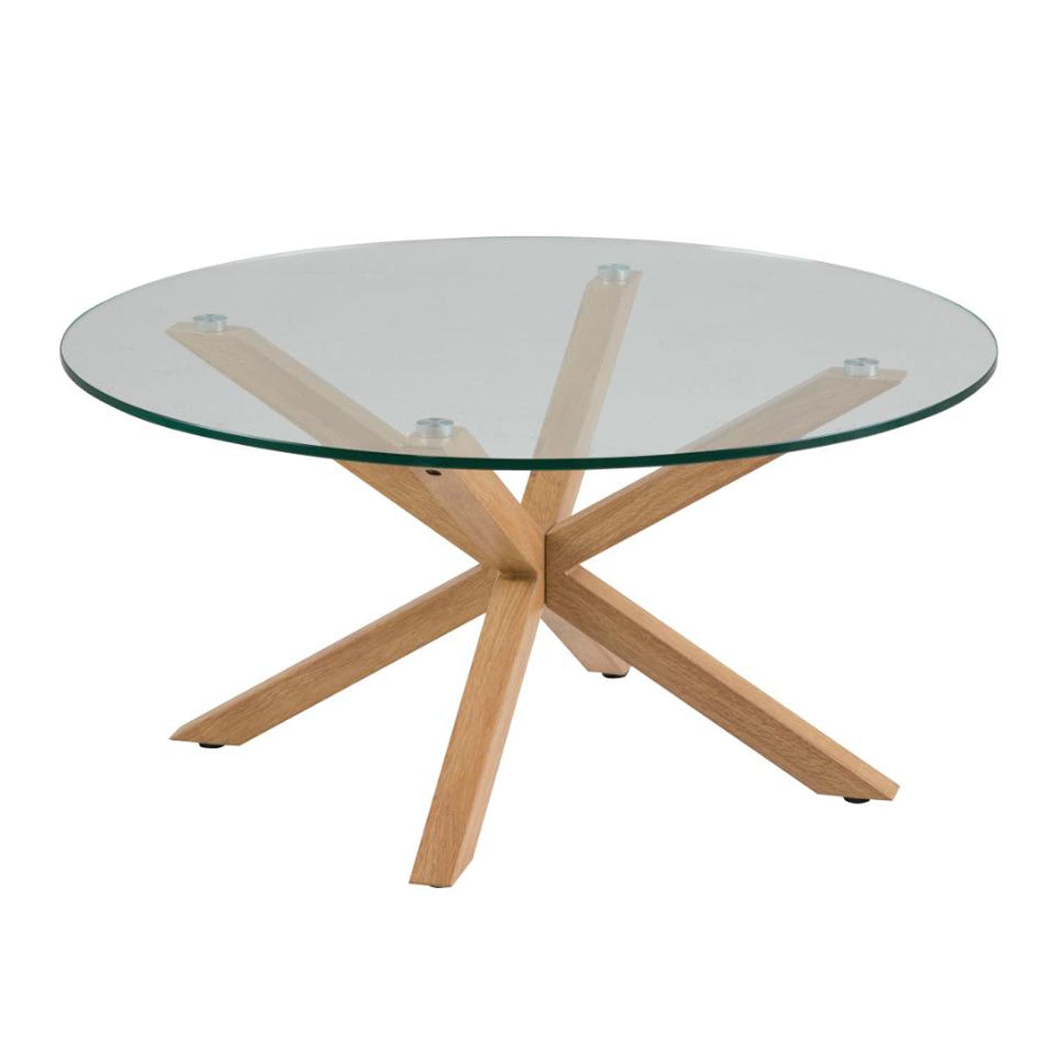 ACT NORDIC Heaven Soffbord, Runt - Klarglas och Ekfolie Metall (Ø 82 cm)