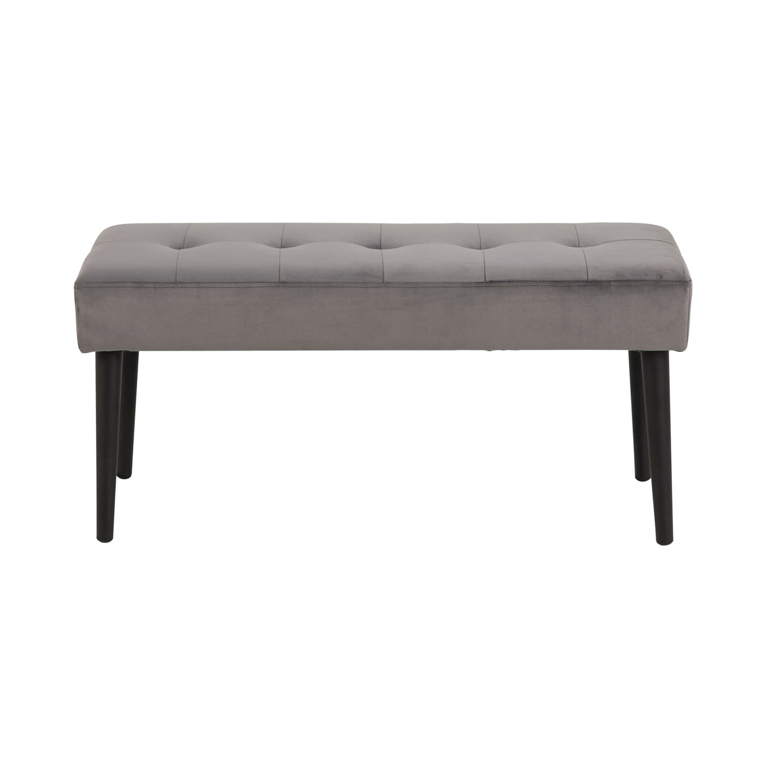 ACT NORDIC Rektangulär Glory-bänk med specialsömnad - mörkgrått tyg och svart metall (95x38)