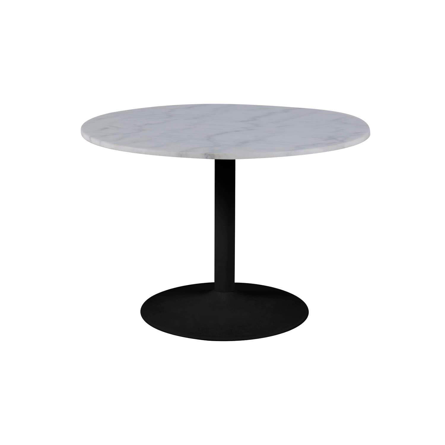 ACT NORDIC Runt Tarifa Matbord med Trumpetfot - Vit Guangxi Marmor och Svart Metall (Ø 110 cm)