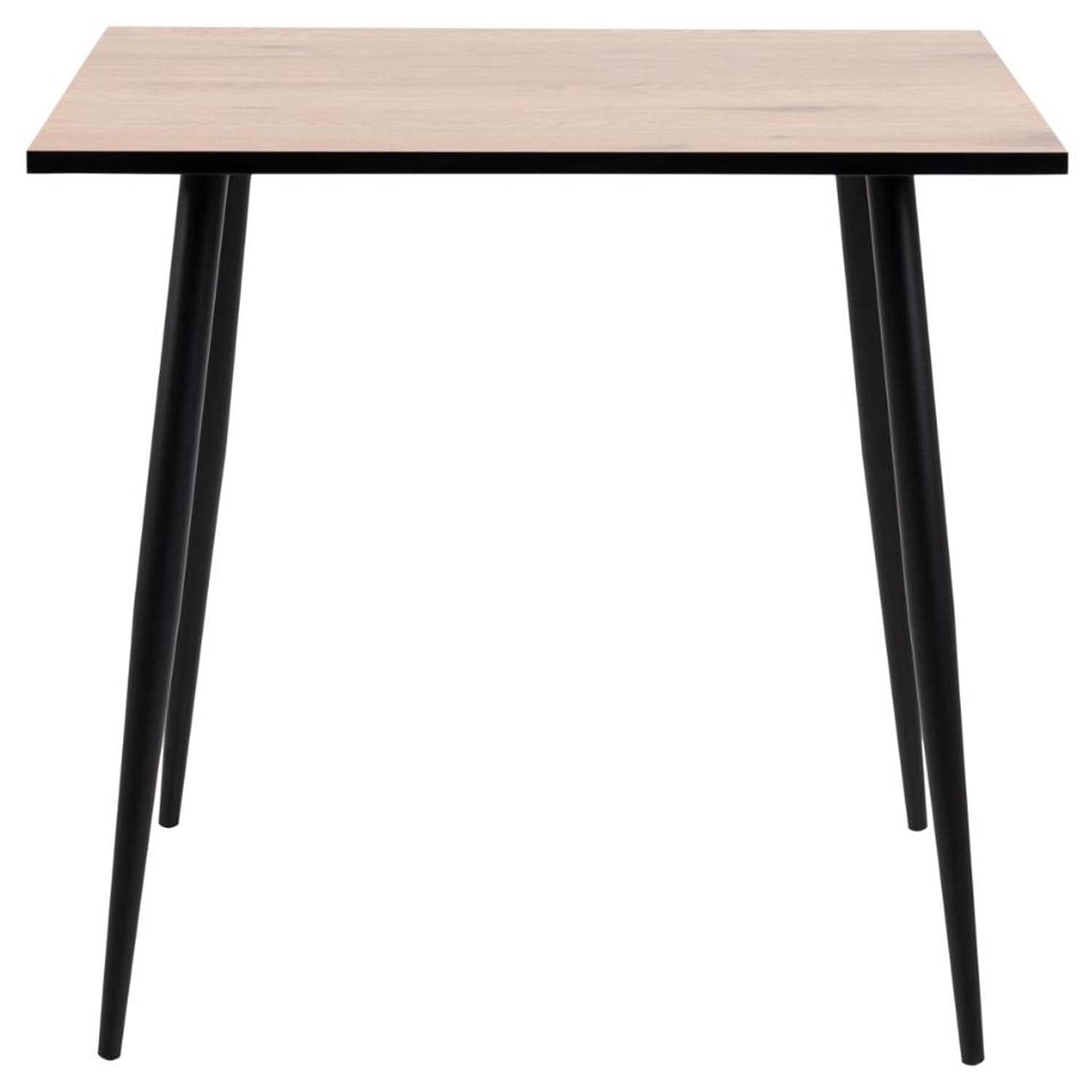 ACT NORDIC Wilma matbord, fyrkantigt - naturlig vild melamin och svart metall (80x80)