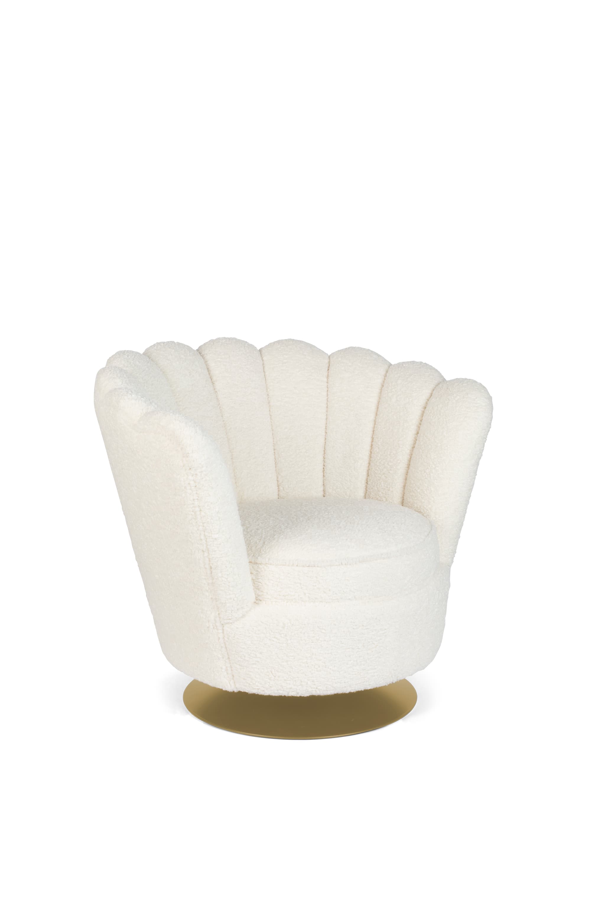 BOLD MONKEY Mother Of All Shells snurrstol, med armstöd - vit teddytyg polyester och guldstål