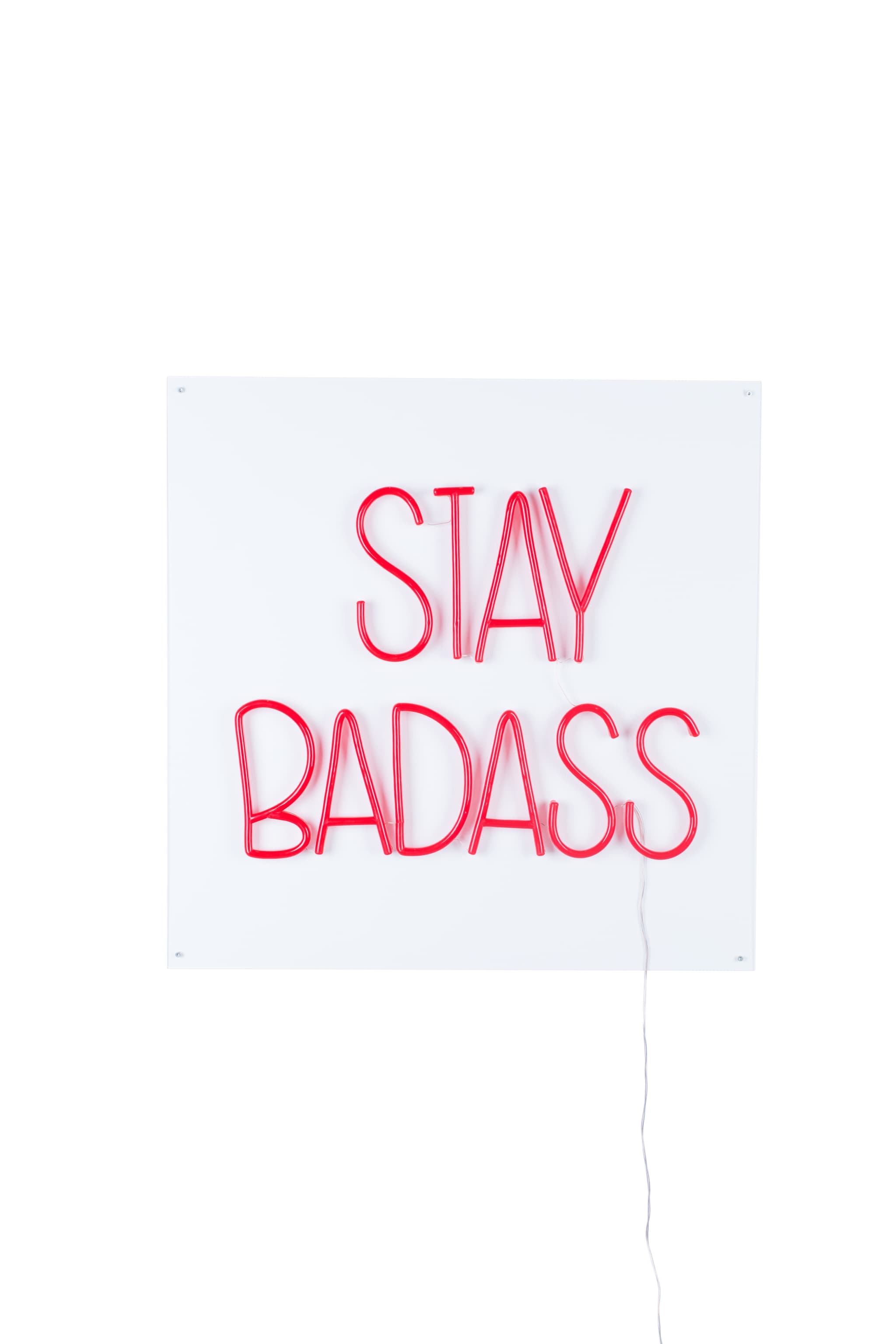BOLD MONKEY Stay Badass LED neonljusskylt, fyrkantig - röd PVC och akryl (80x80)