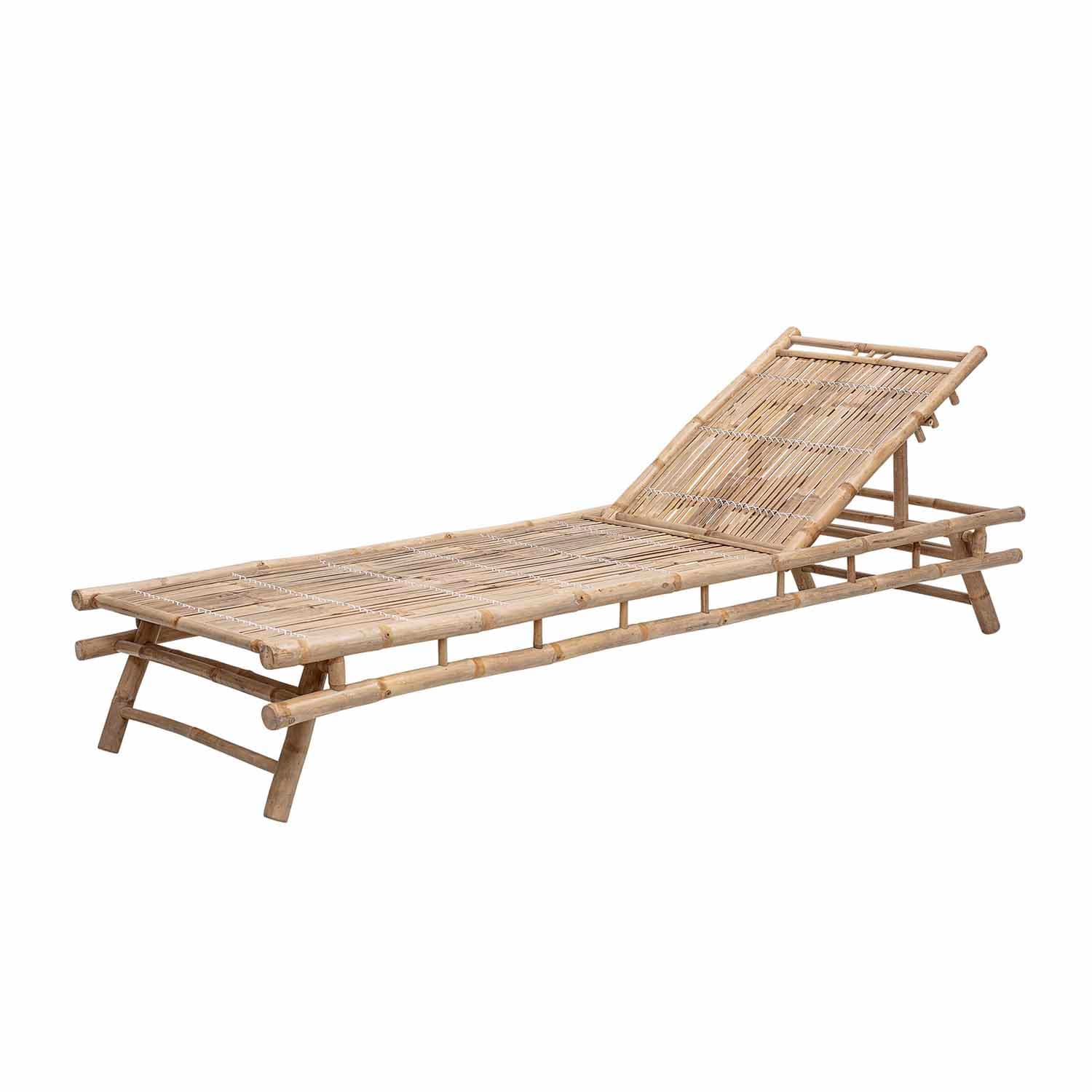 BLOOMINGVILLE Sole, liggstol med justerbar rygg, hopfällbar - naturlig bambu (220x74)