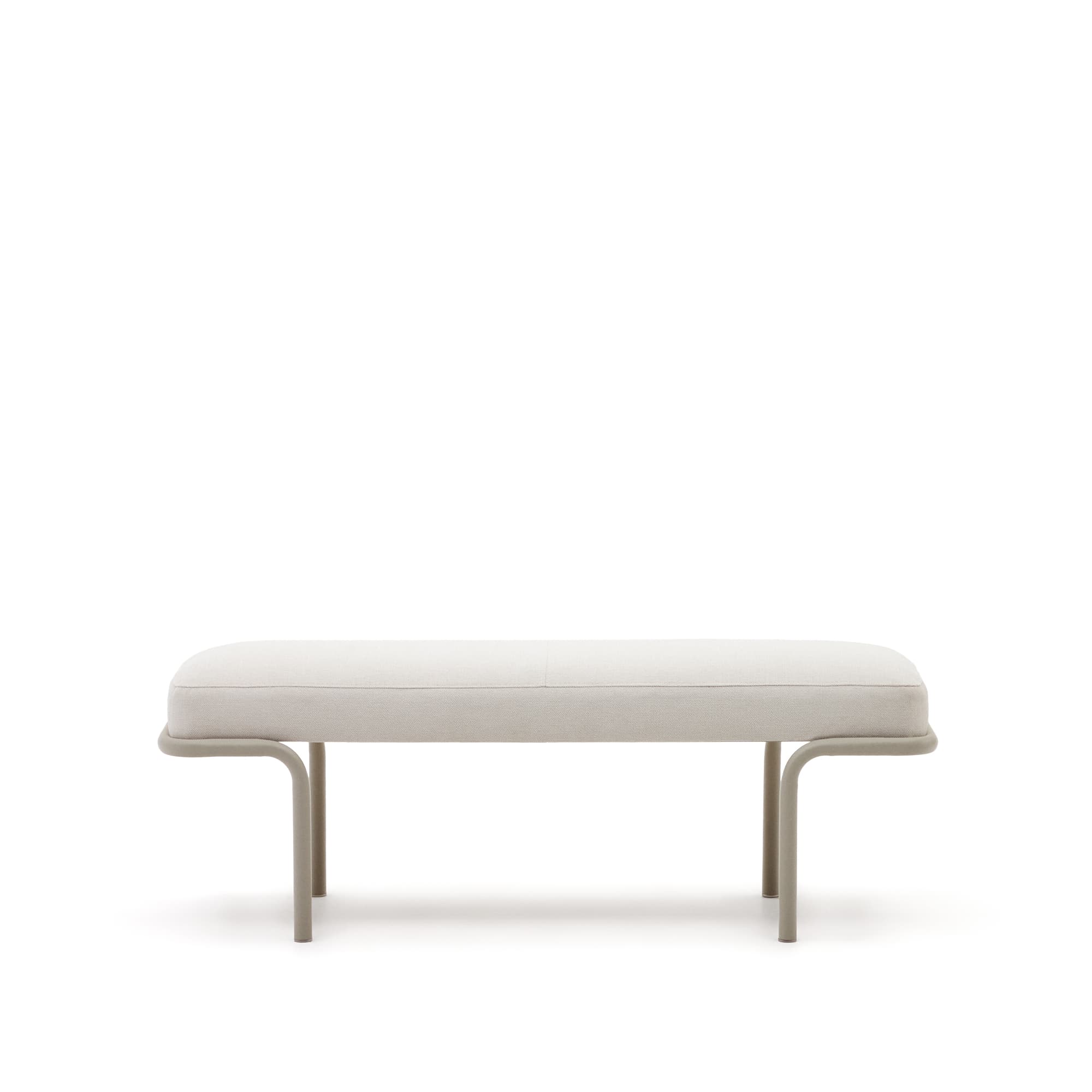 KAVE HOME Compo bänk i beige chenille och grå metallstruktur, 130 cm