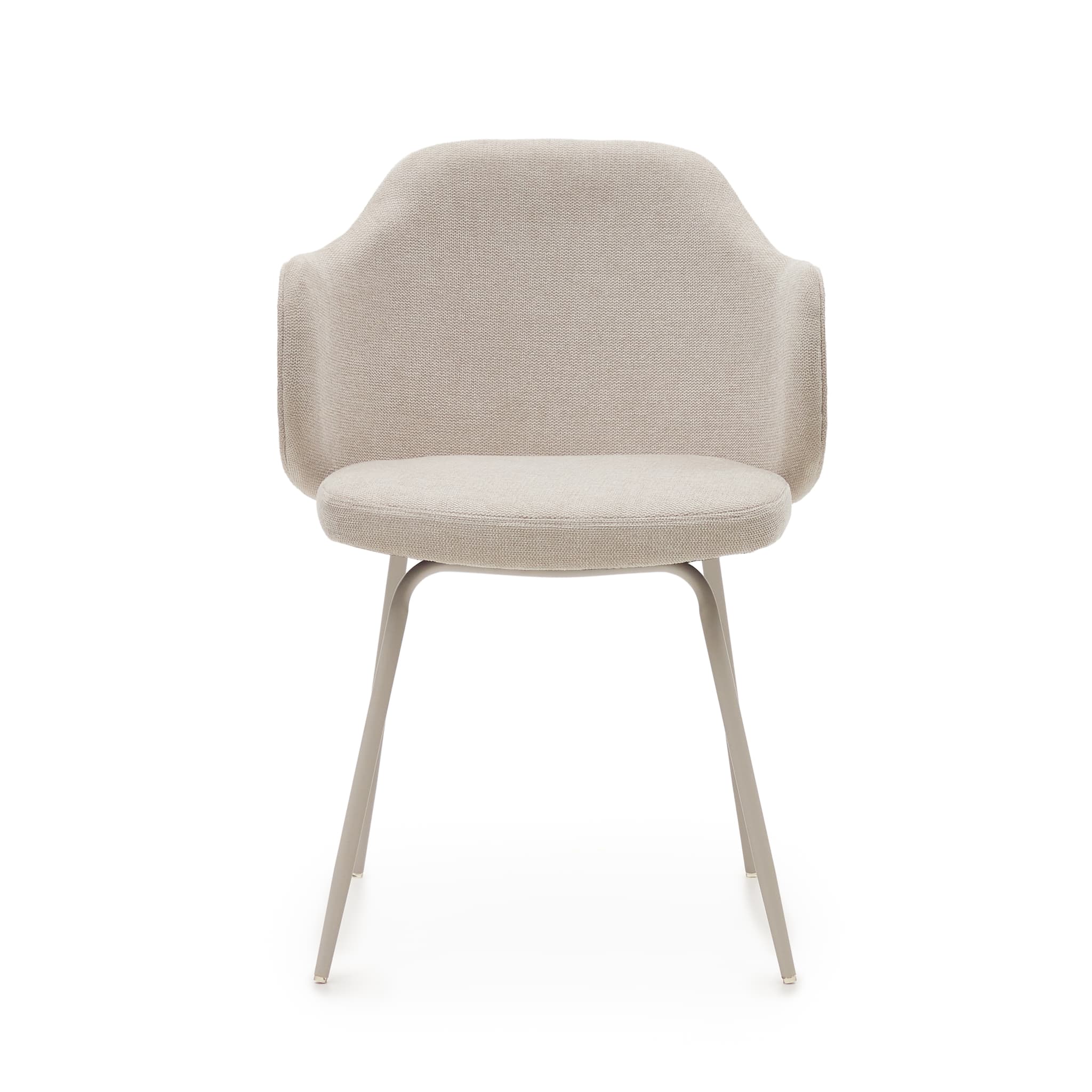 KAVE HOME Yunia matbordsstol, m. armstöd - beige tyg och beige stål