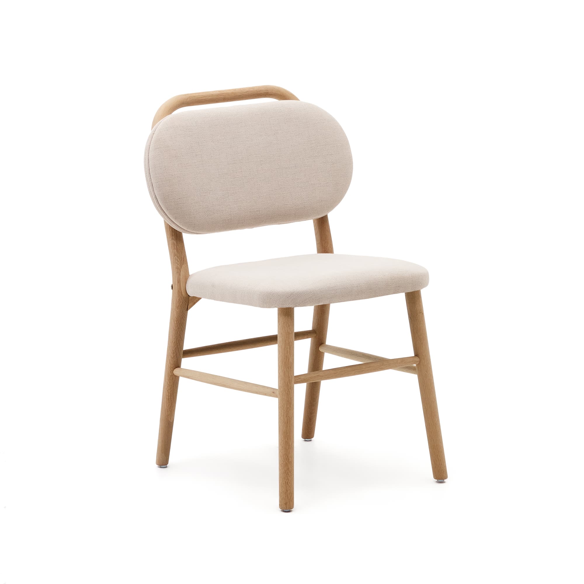KAVE HOME Helda stol i beige chenille och massiv ek FSC Mix Credit