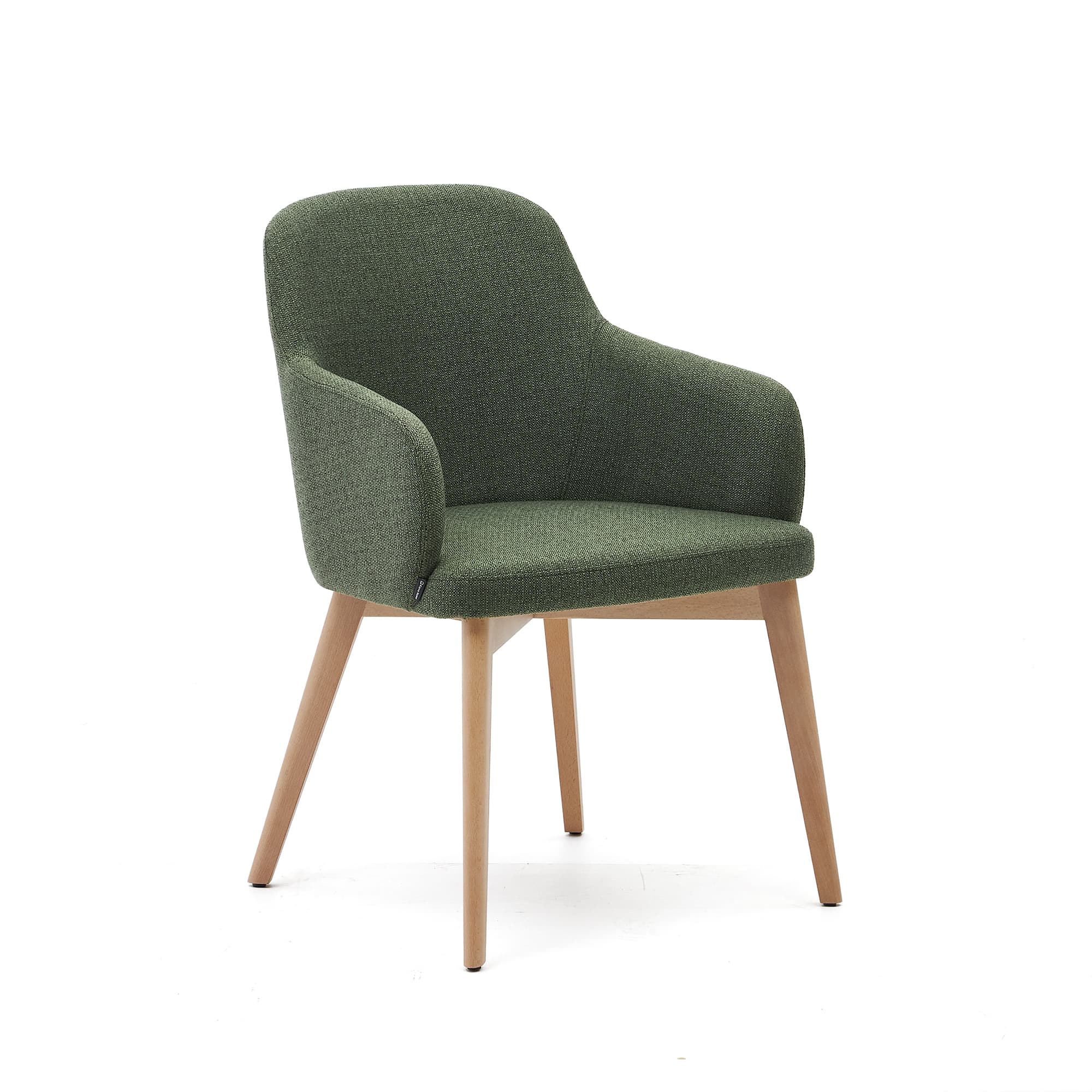 KAVE HOME Nelida stol i grön chenille och massiv bok i naturlig finish FSC 100%.