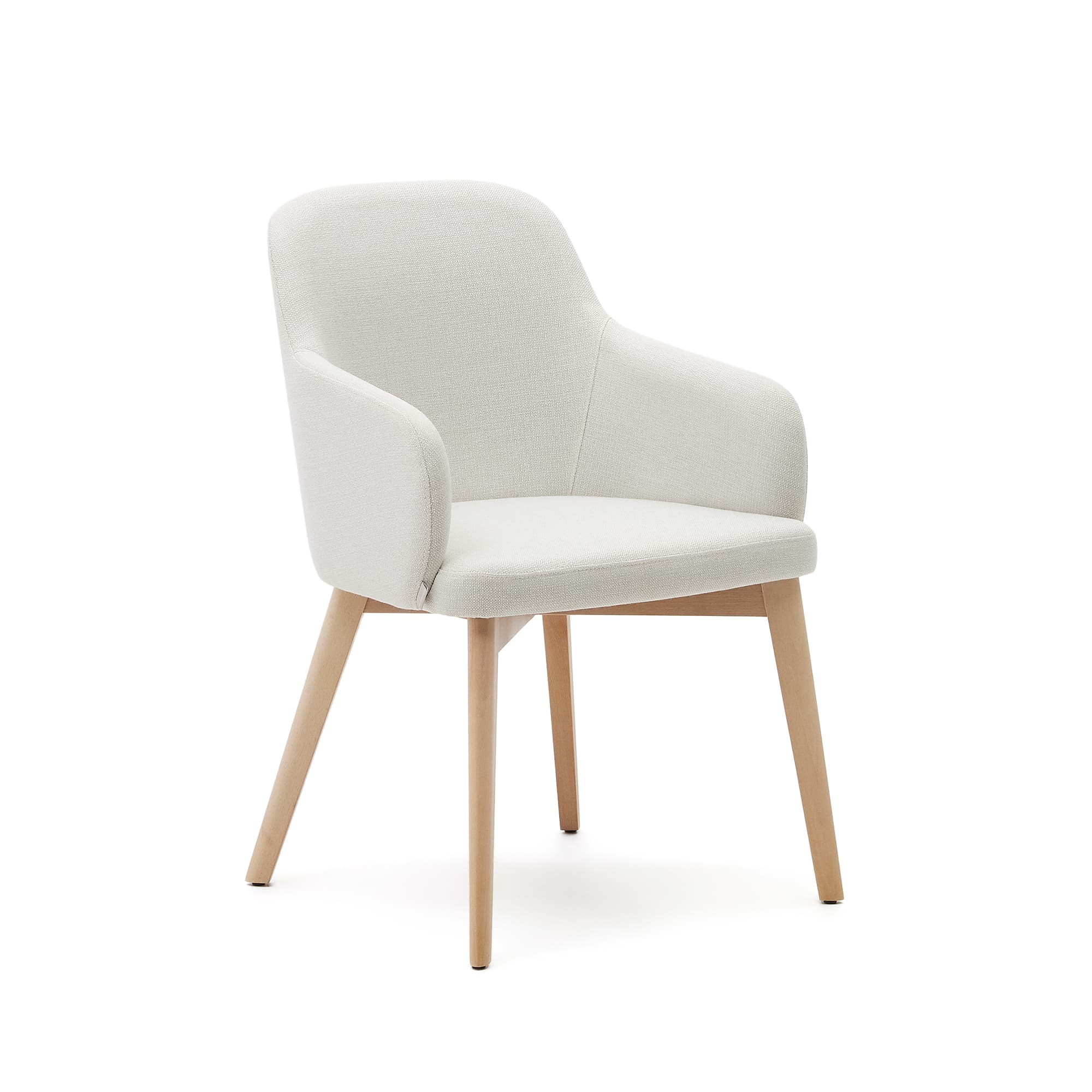 KAVE HOME Nelida stol i beige chenille och massivt bokträ i naturlig finish FSC 100%.