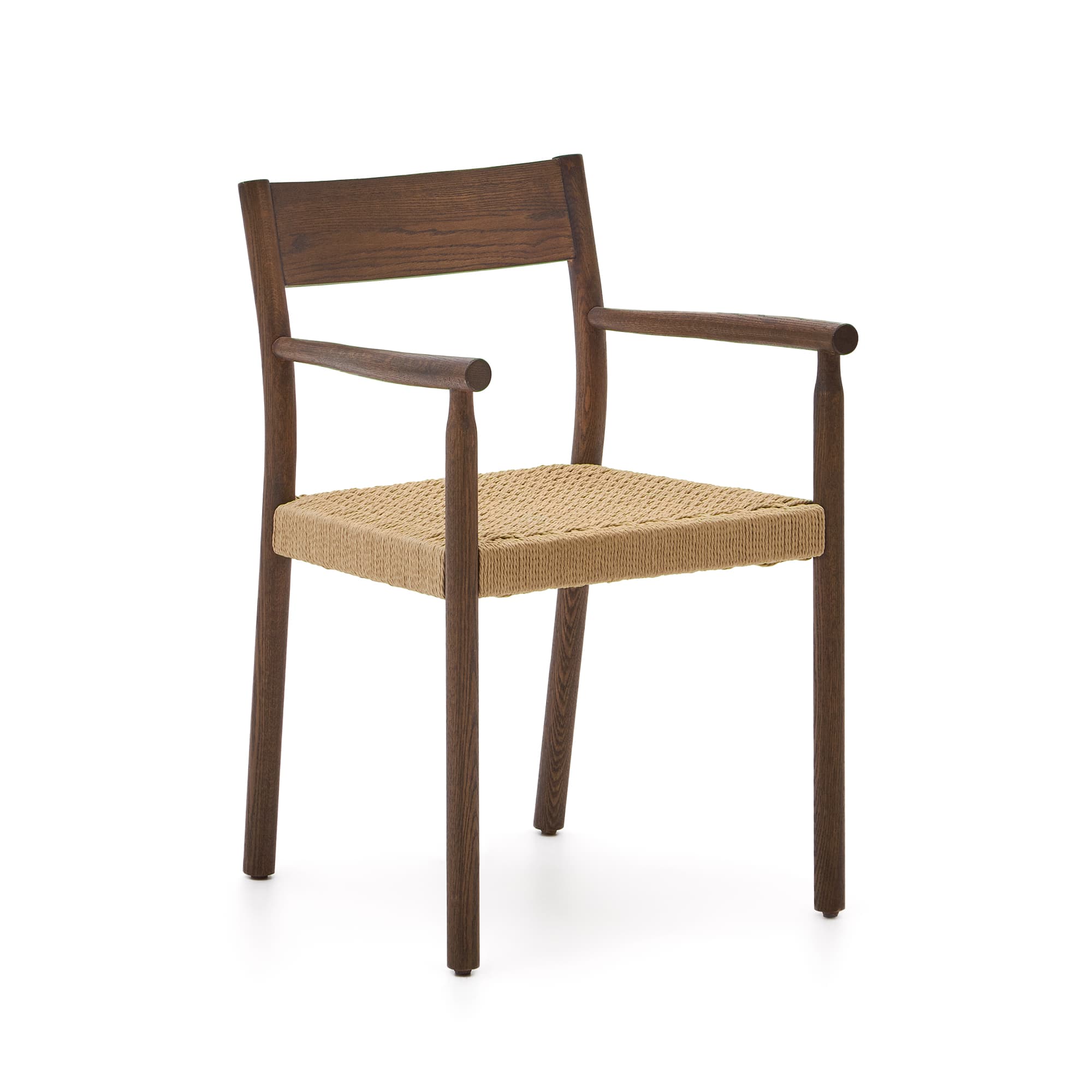 KAVE HOME Yalia stol i massiv ek med valnötsfinish och repsits FSC 100%.