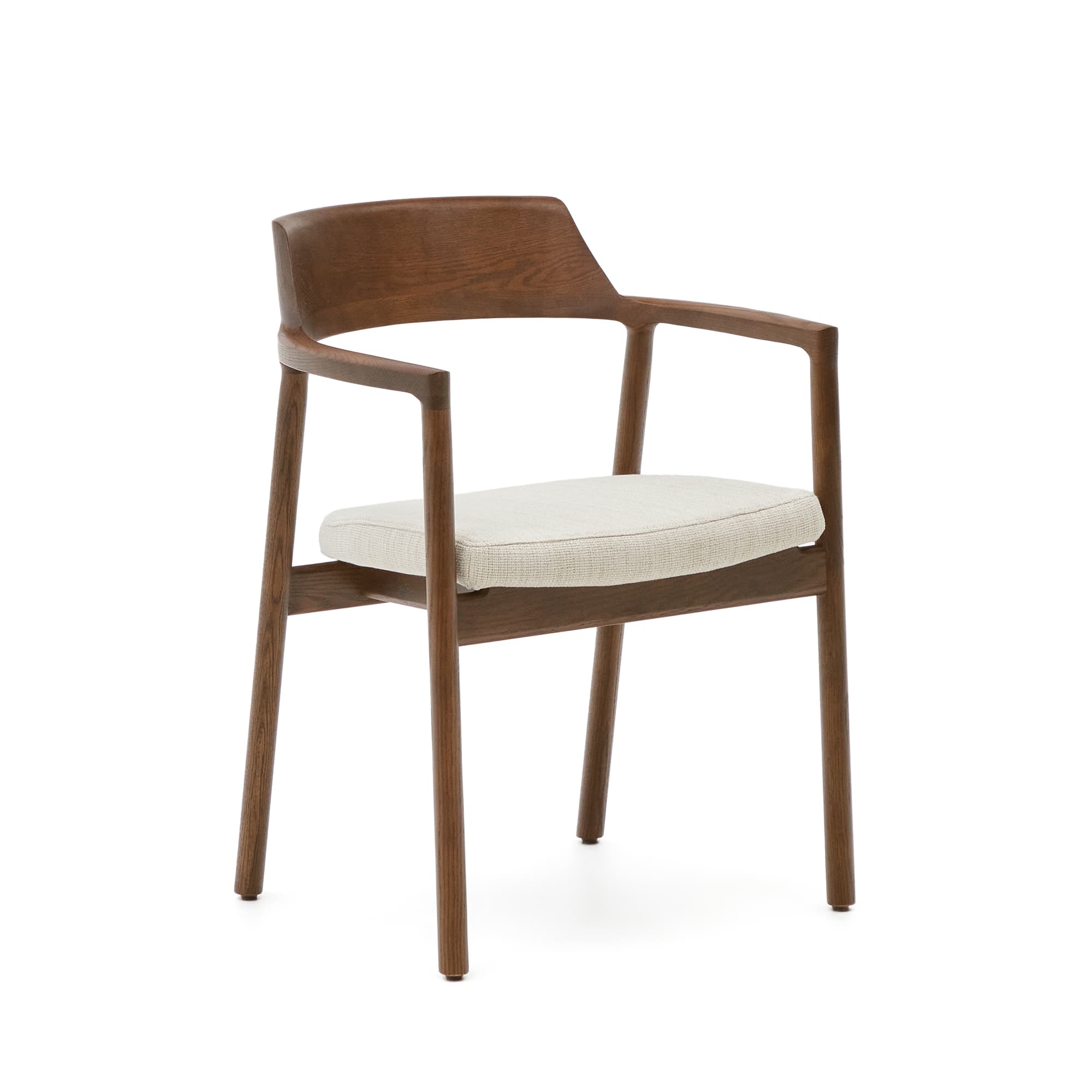 KAVE HOME Avtagbart överdrag till Alocs stol i beige chenille massiv ek med valnötsfinish FSC Mix Credit