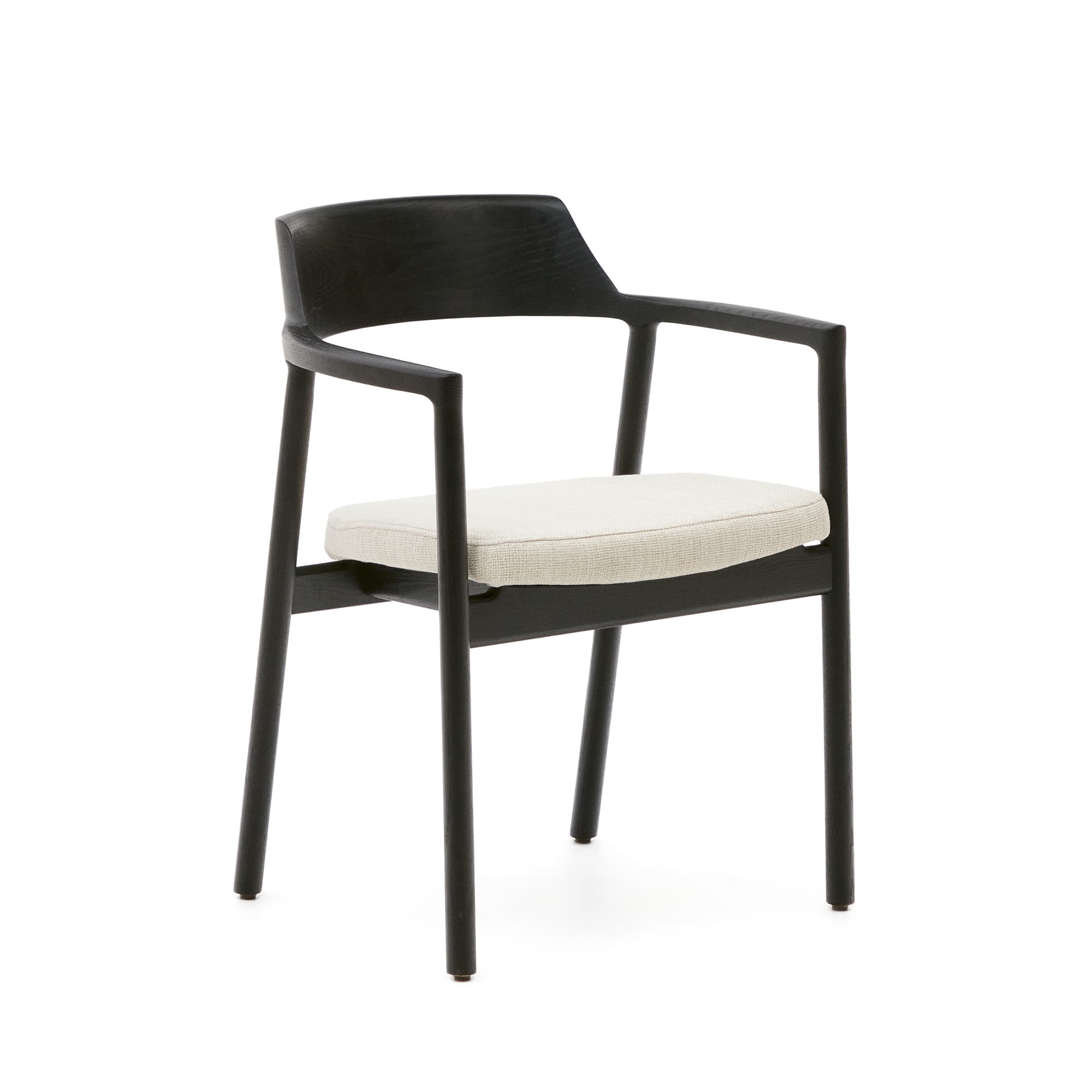 KAVE HOME Avtagbart överdrag till Alocs stol i beige chenille massiv ek svart finish FSC Mix Credit