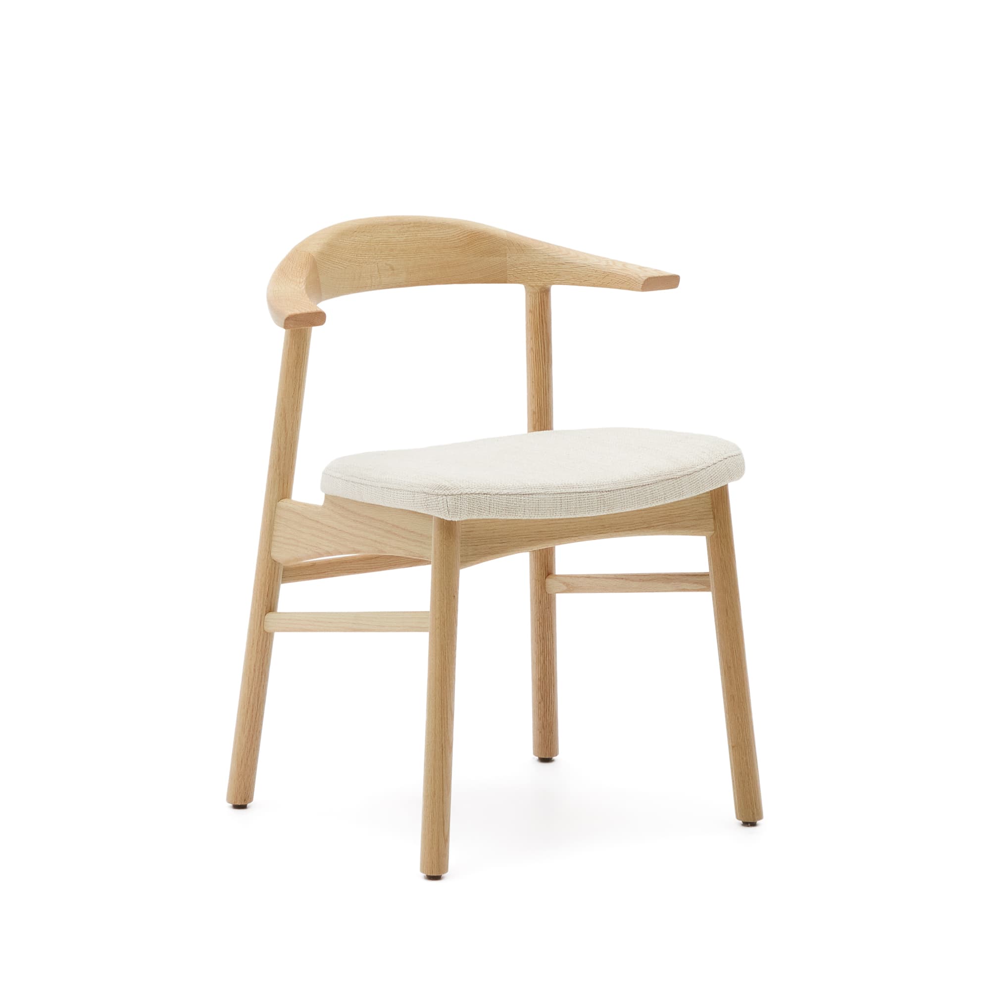 KAVE HOME Avtagbart överdrag till Timons stol i beige chenille massiv ek naturfinish FSC Mix Credi