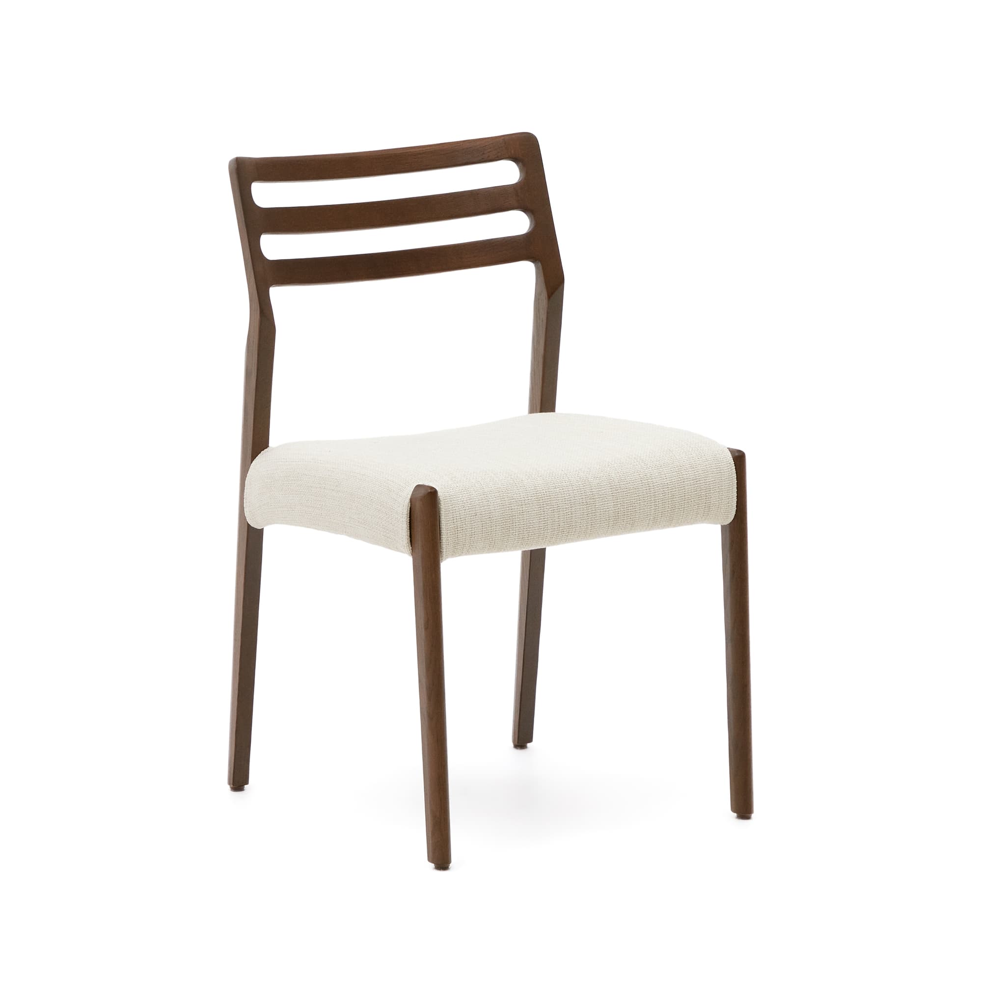 KAVE HOME Avtagbart överdrag till Cudia-stol i beige chenille massiv ek med valnötsfinish FSC Mix Credit
