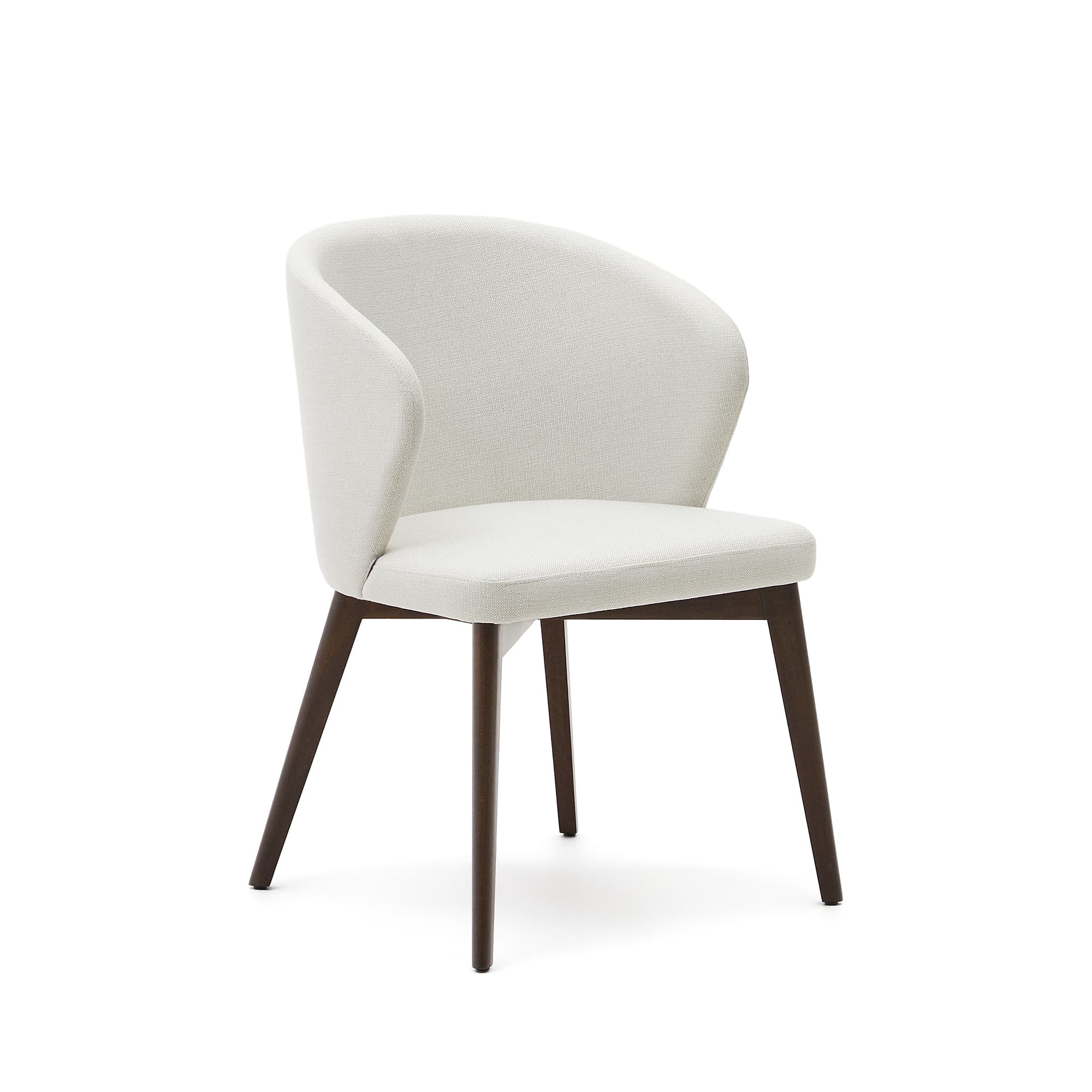 KAVE HOME Darice stol i beige chenille och massivt bokträ i valnötsfinish FSC 100%.