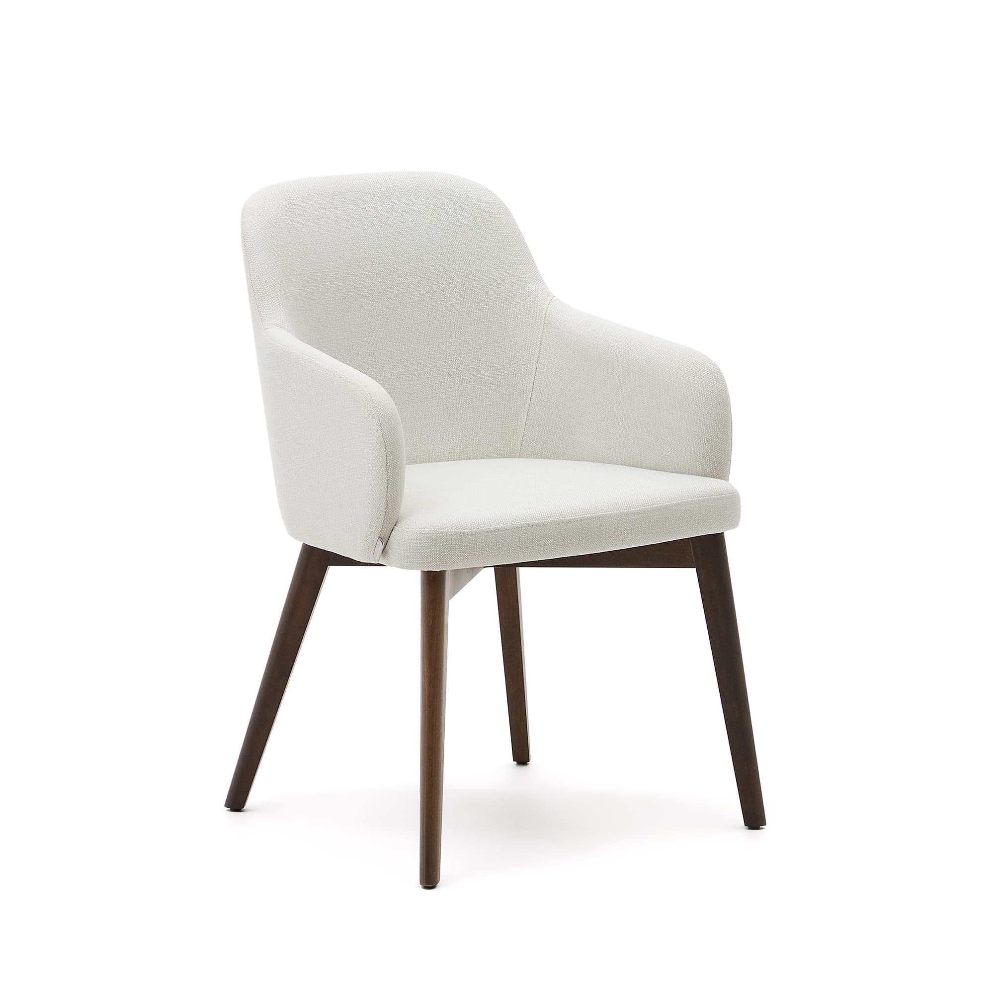 KAVE HOME Nelida stol i beige chenille och massiv bok i valnötsfinish FSC 100%.