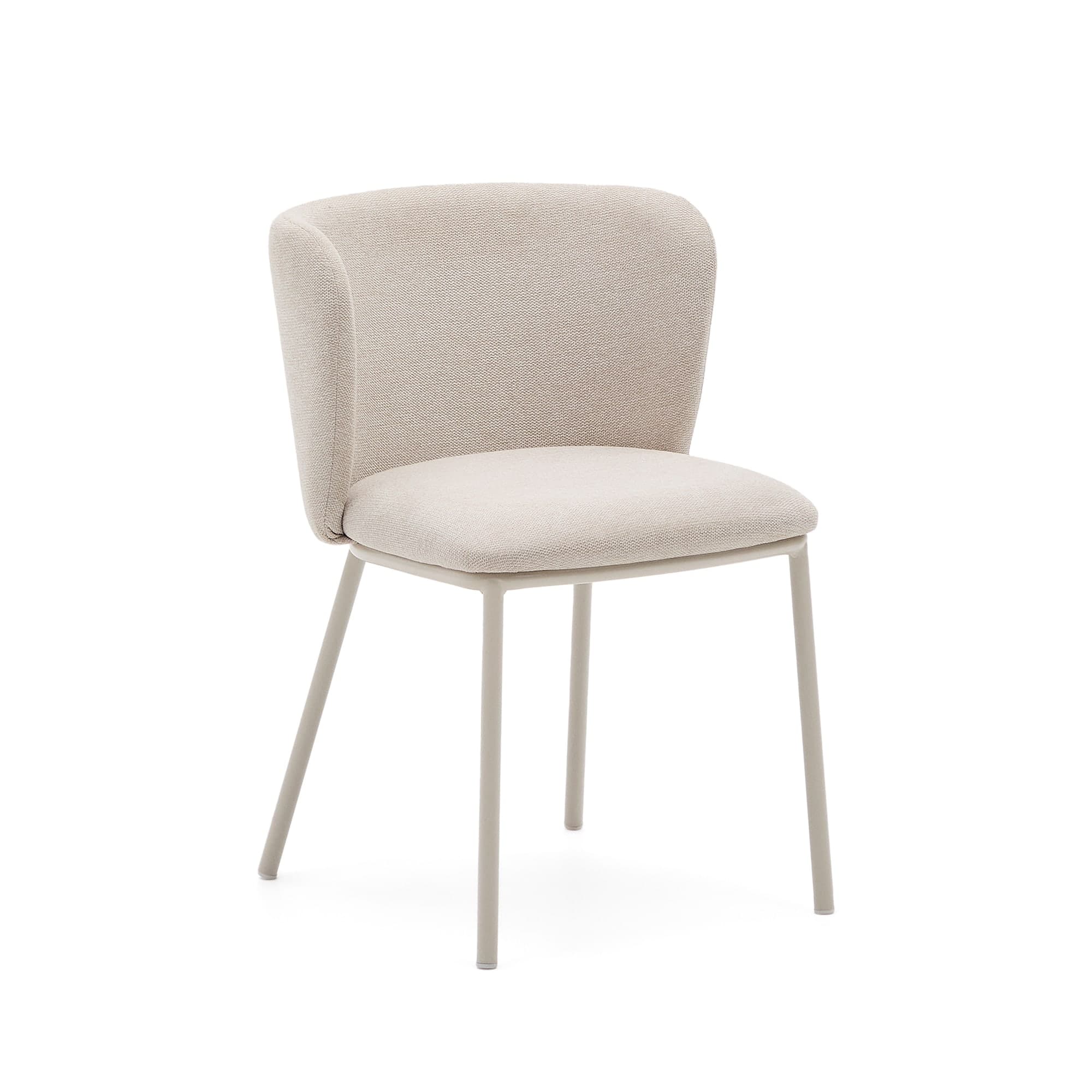 KAVE HOME Ciselia matstol - beige bouclé och beige stål