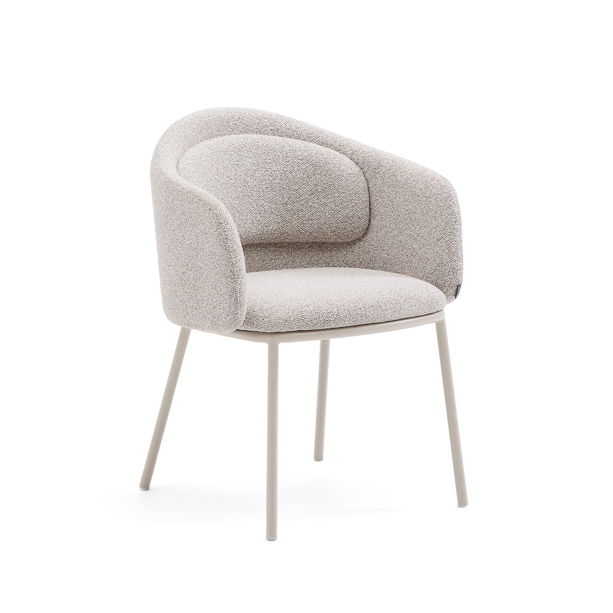 KAVE HOME Minda stol i tjock beige chenille och stålben i beige finish, FSC Mix Credit