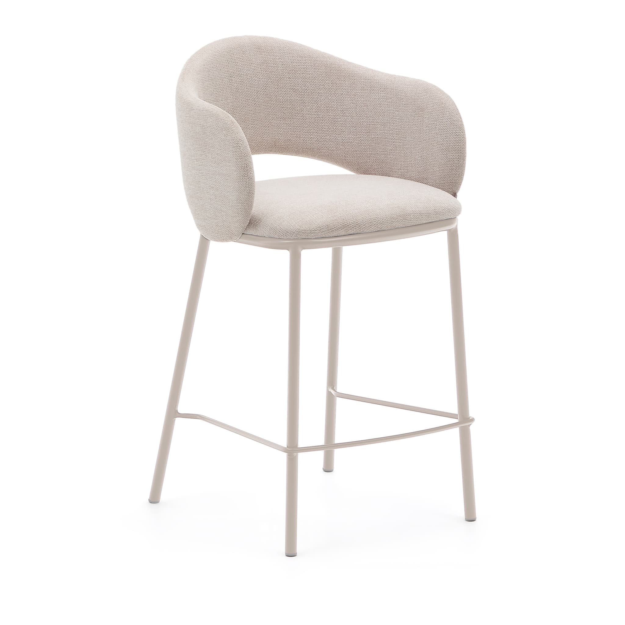 KAVE HOME Maina pall i beige chenille och stålben i beige finish, FSC Mix Credit, 65 cm