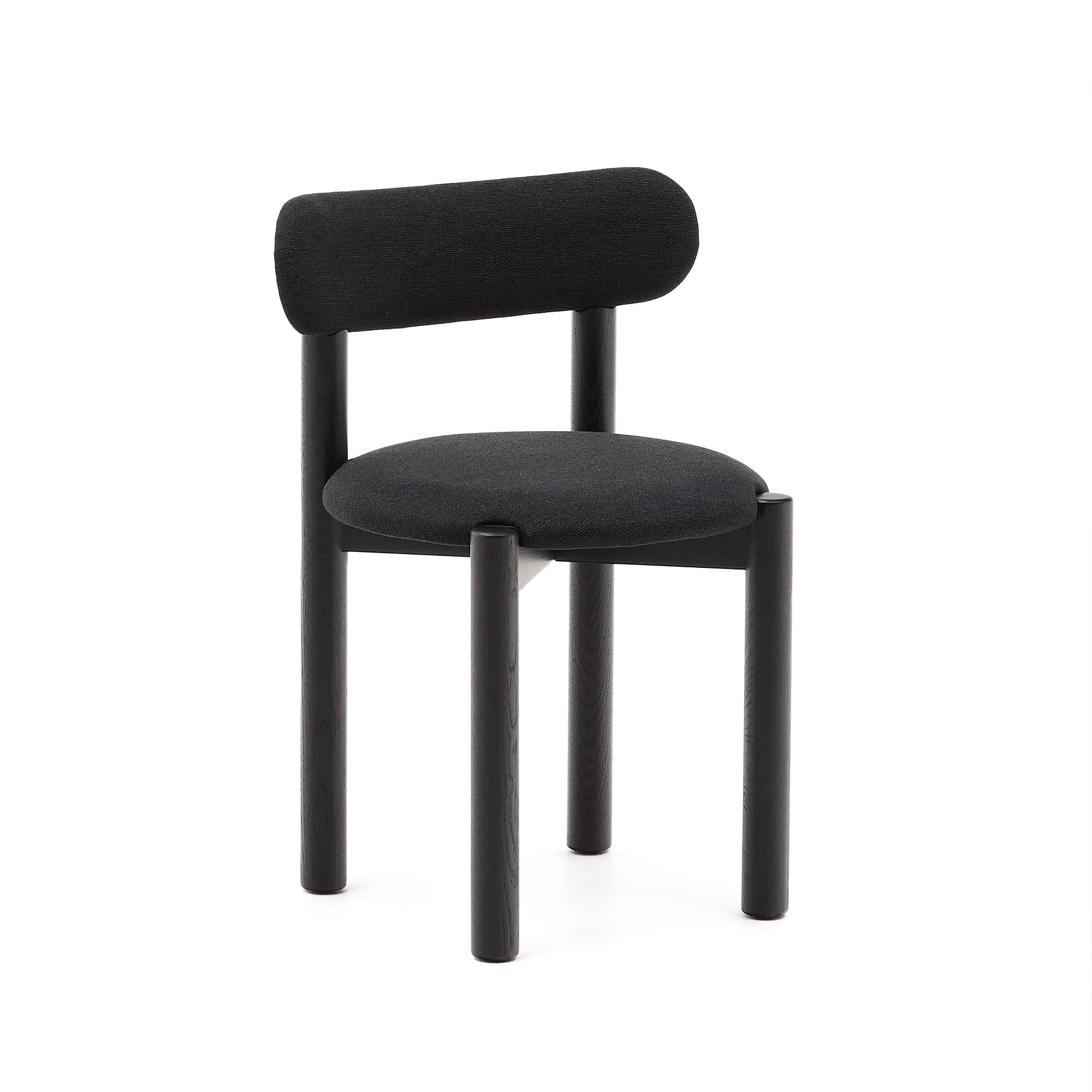 KAVE HOME Nebai stol i svart chenille med massiv ekstruktur och svart finish FSC MIX Cre
