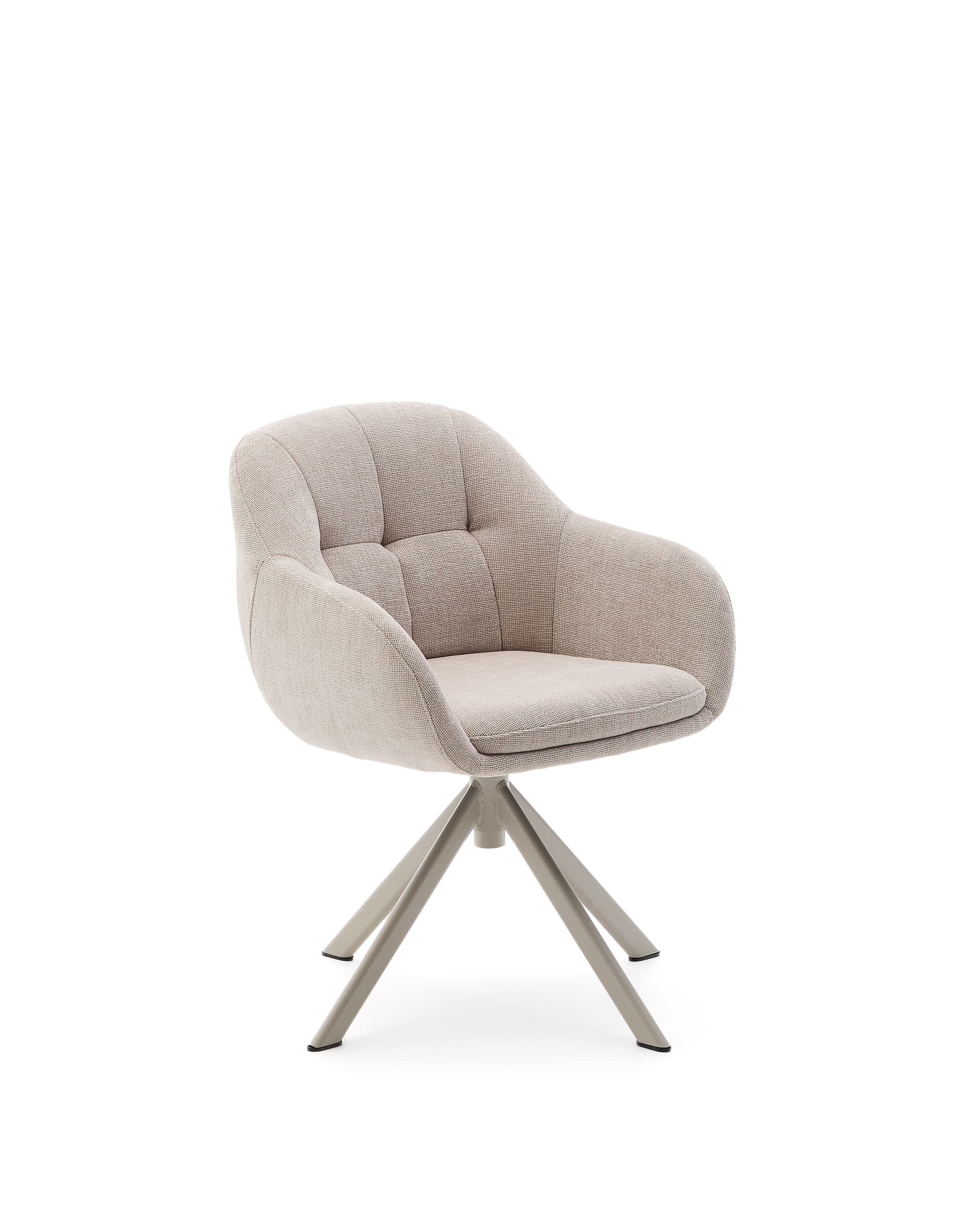 KAVE HOME Dorina snurrstol i beige chenille och stålben i beige finish