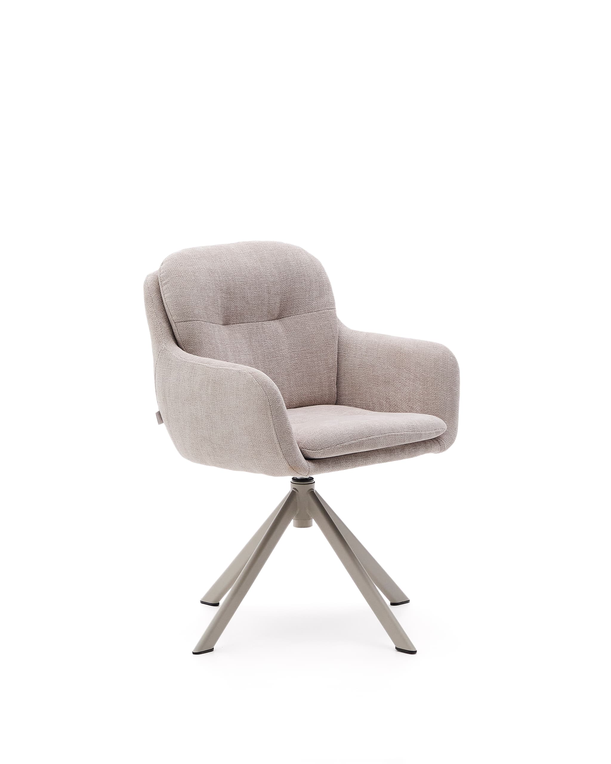 KAVE HOME Lexa snurrstol, med armstöd - beige chenille och beige stål