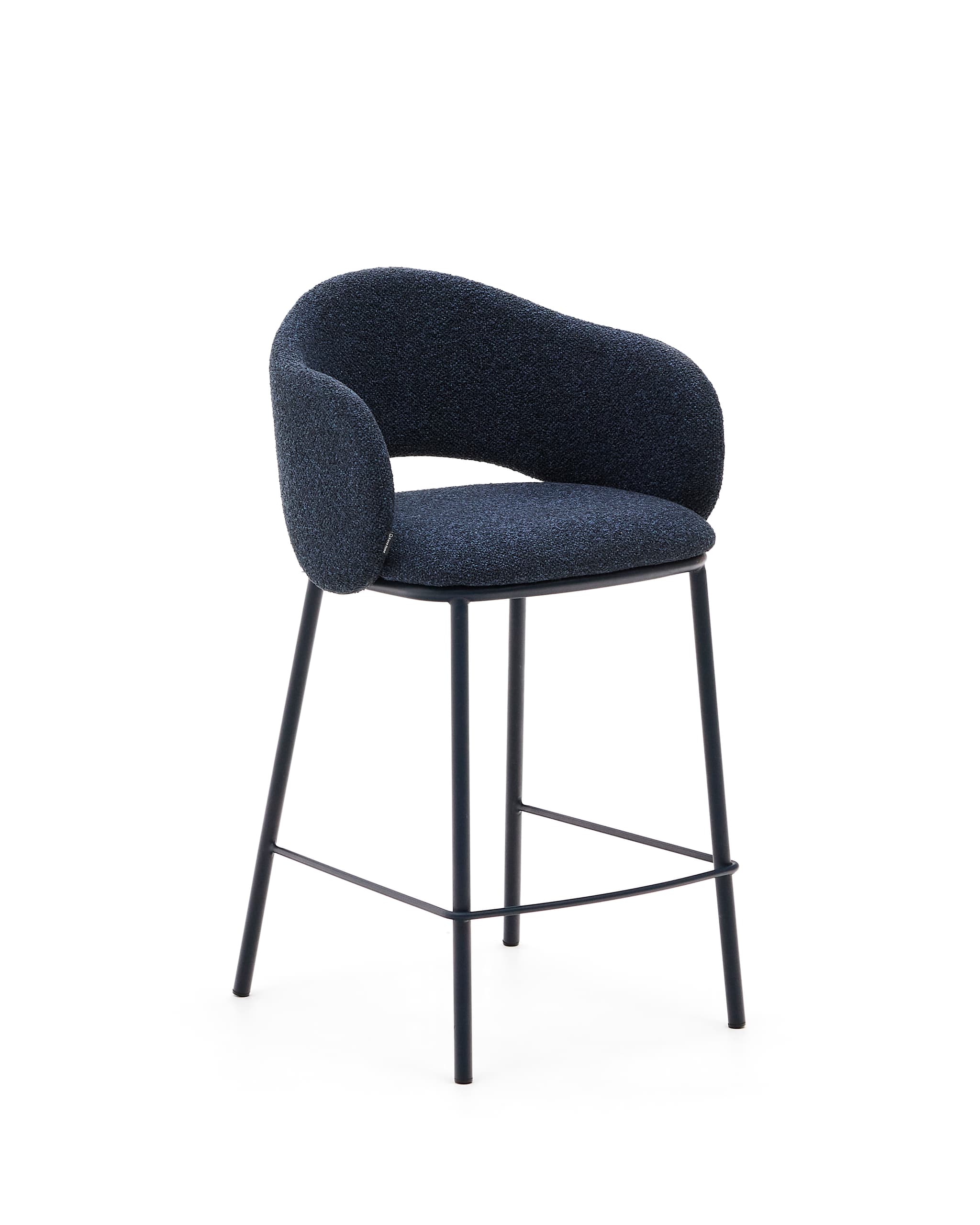 KAVE HOME Maina pall i blå chenille och stålben med blå finish FSC Mix Credit 65 cm