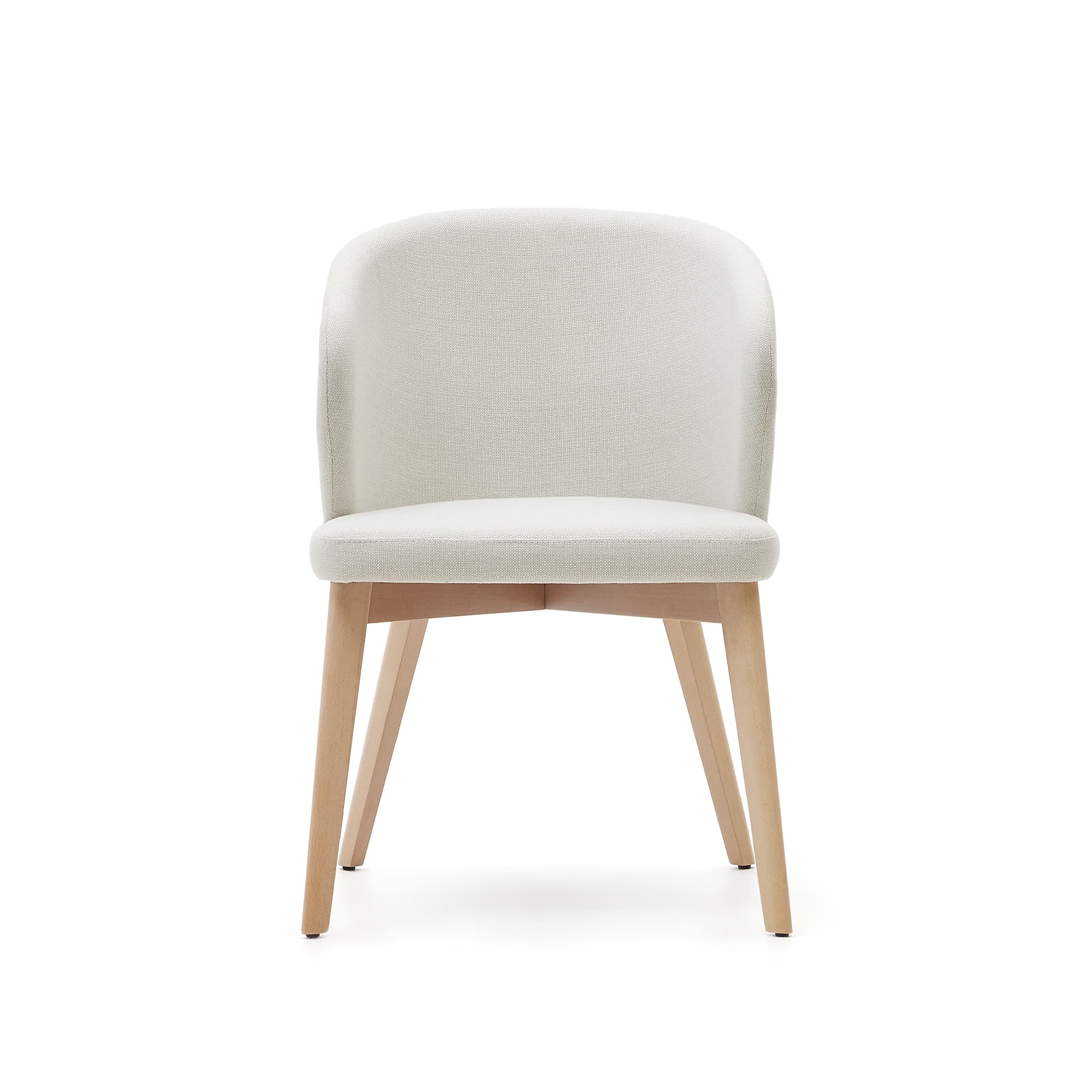 KAVE HOME Darice stol i beige chenille och massivt bokträ i naturlig finish FSC 100%.