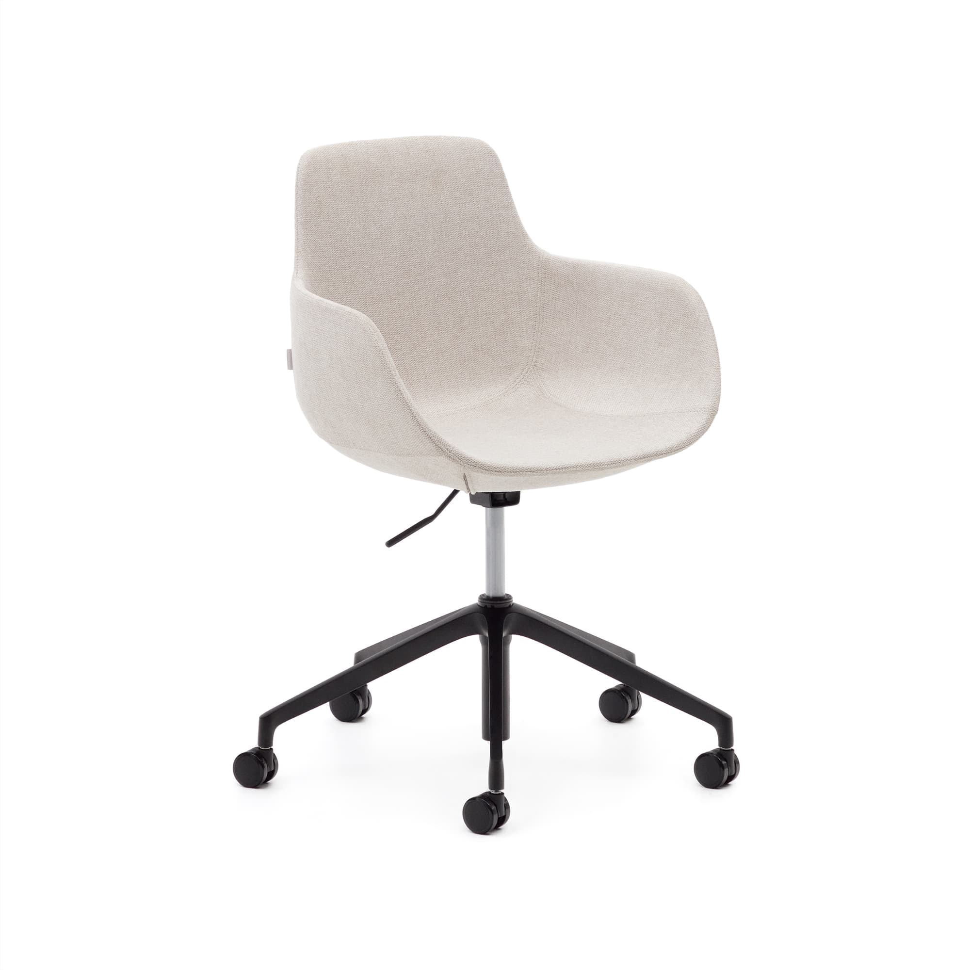 KAVE HOME Tissiana skrivbordsstol i beige och aluminium med matt svart finish