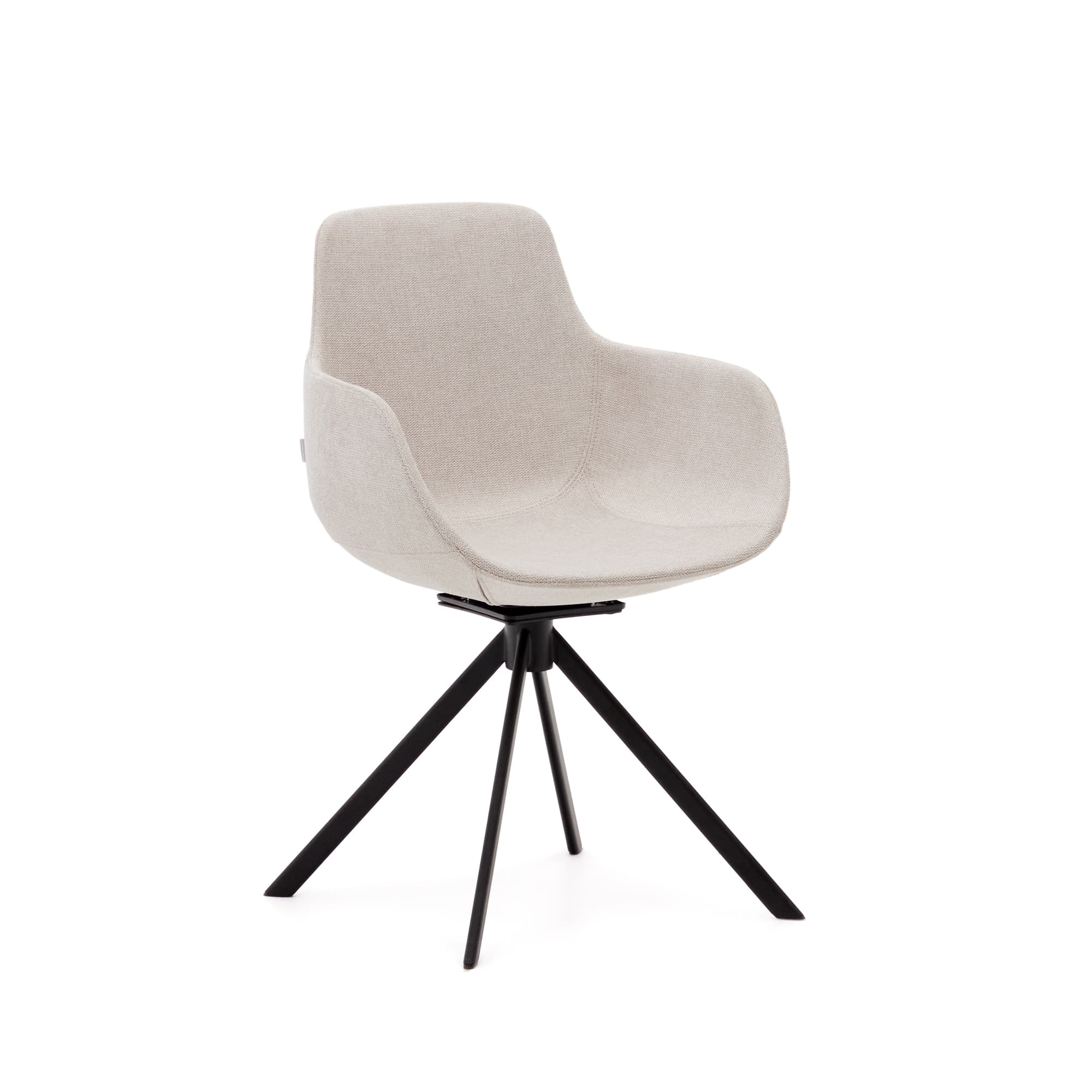 KAVE HOME Tissiana självcentrerande snurrstol i beige chenille och mattsvart aluminium