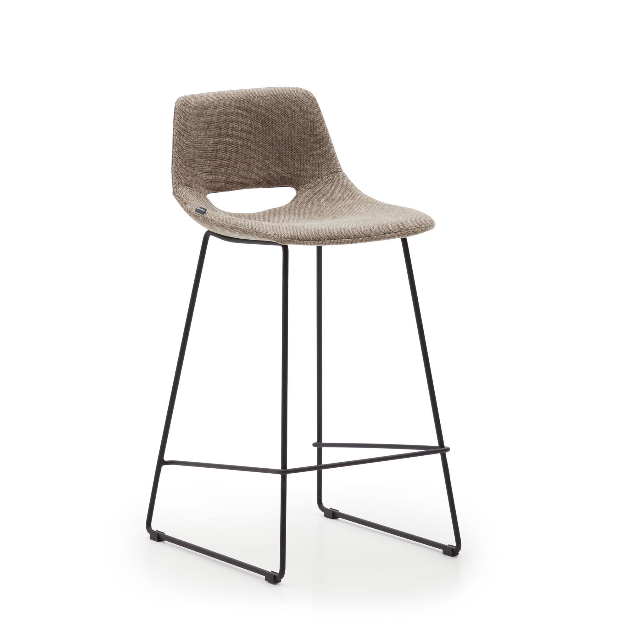 KAVE HOME Zahara barstol i brunt med stålben i svart finish, höjd 65 cm
