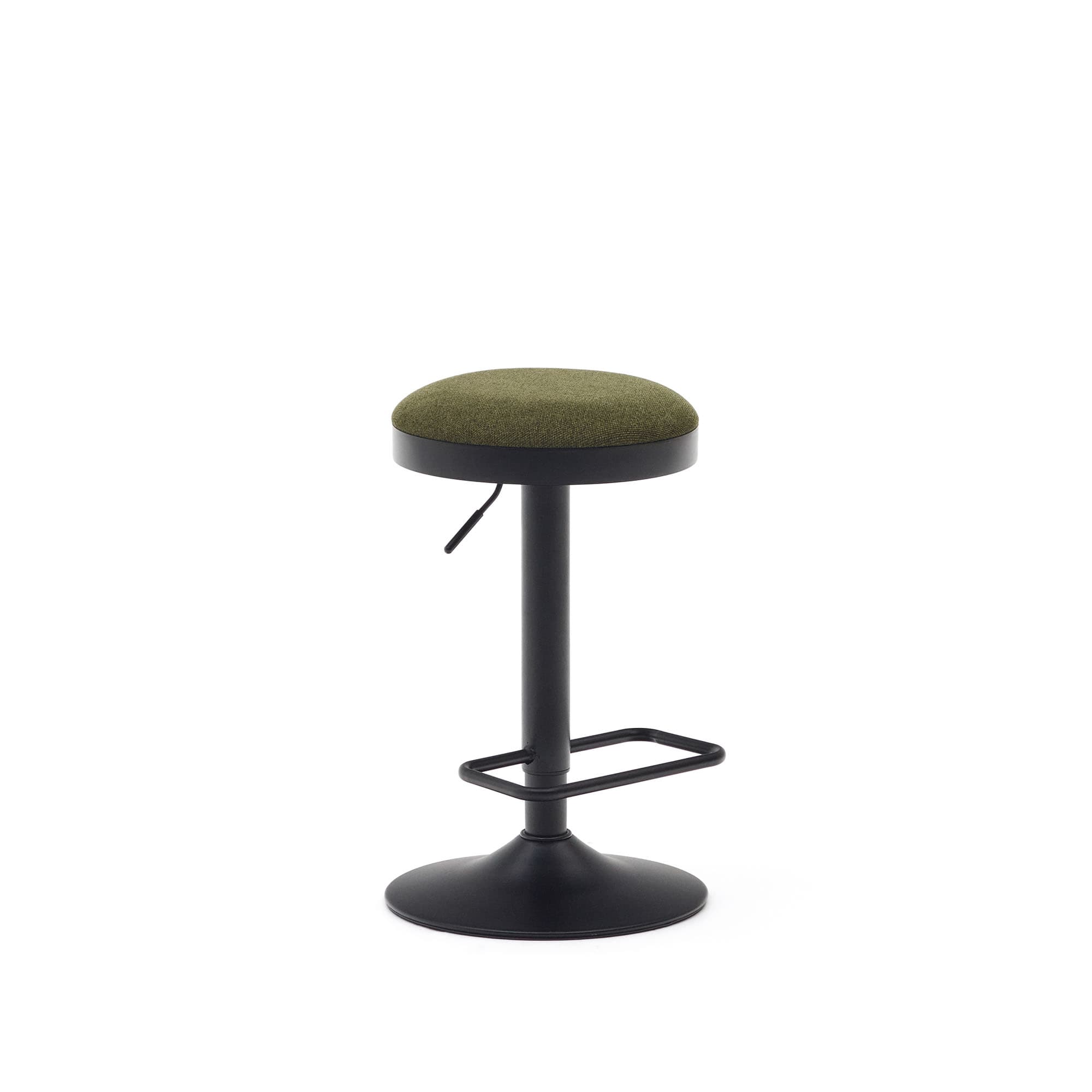 KAVE HOME Zaib pall i mörkgrön chenille och mattsvart stål, höjd 58-80 cm