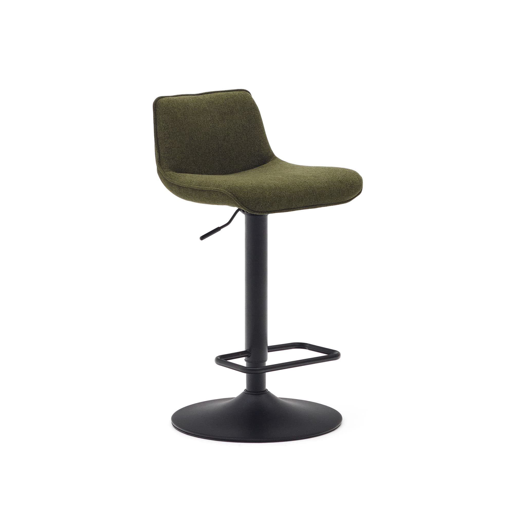 KAVE HOME Zenda pall i mörkgrön chenille och mattsvart stål, höjd 81-102 cm