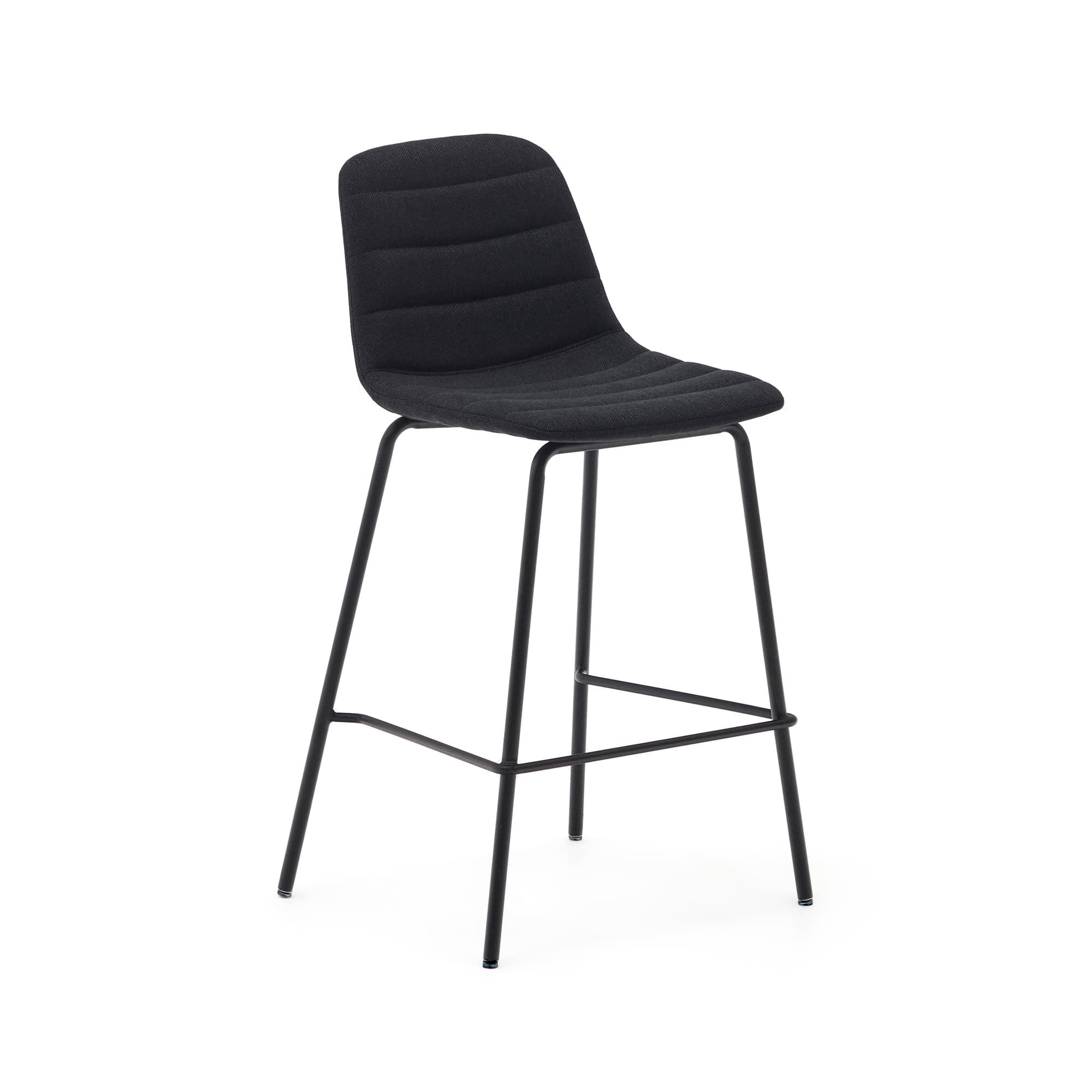 KAVE HOME Zunilda pall i svart chenille och stål med matt svart finish, höjd 65 cm