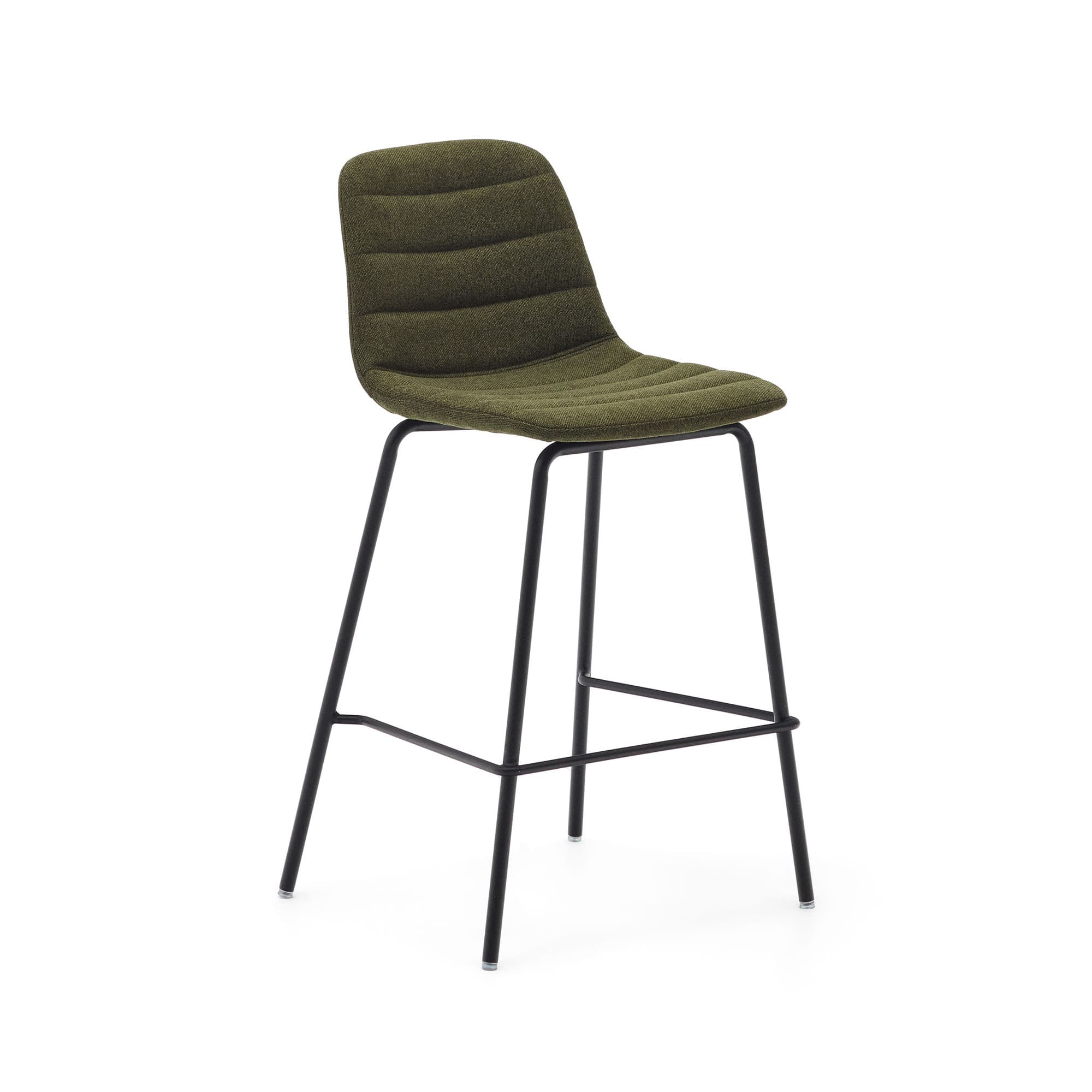 KAVE HOME Zunilda pall i mörkgrön och stål chenille med matt svart finish, höjd 65 cm