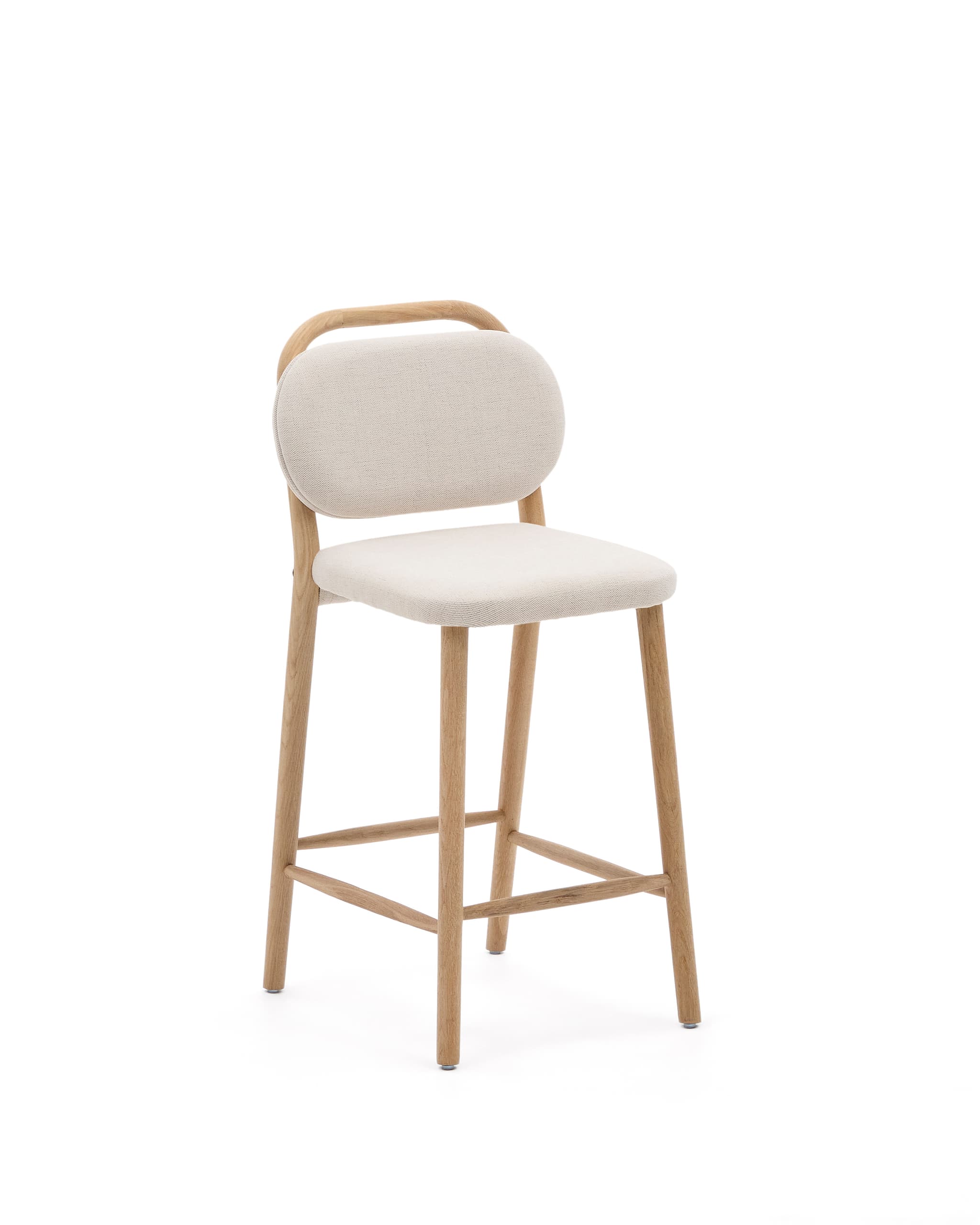 KAVE HOME Helda pall i beige chenille och massiv ek FSC Mix Credit 65 cm