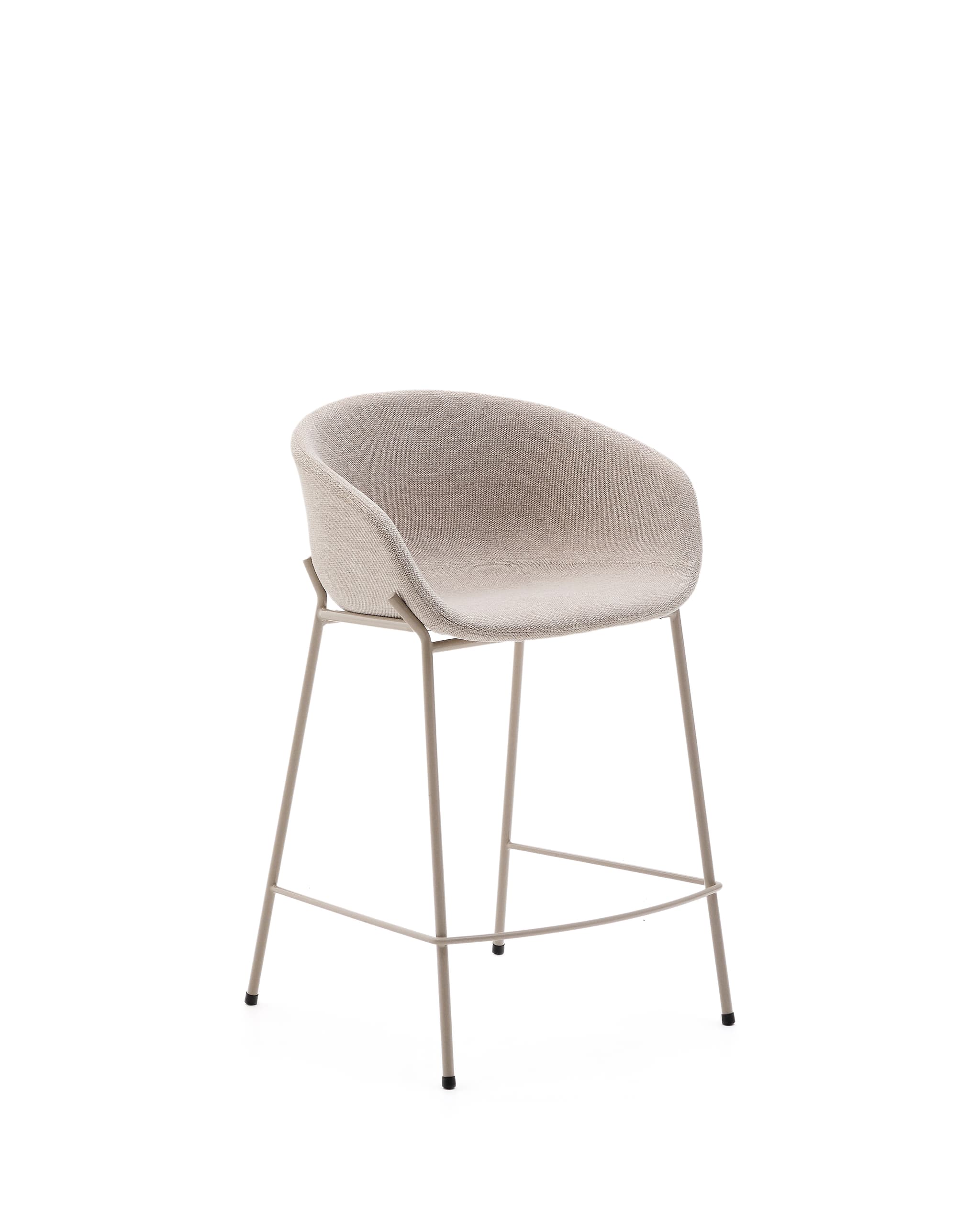KAVE HOME Yvette pall i beige chenille och stålben i beige finish, 65 cm hög