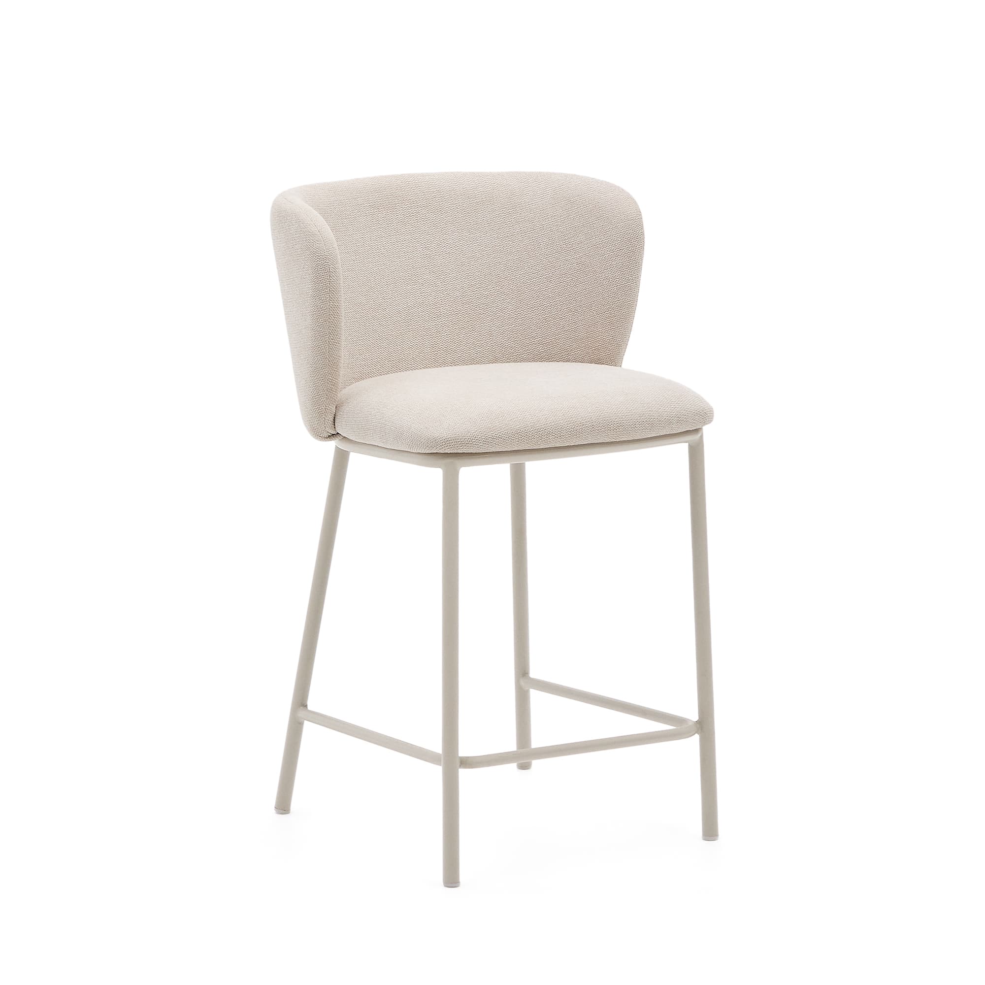 KAVE HOME Ciselia pall i beige chenille och beige stål, höjd 65 cm, FSC Mix Credit