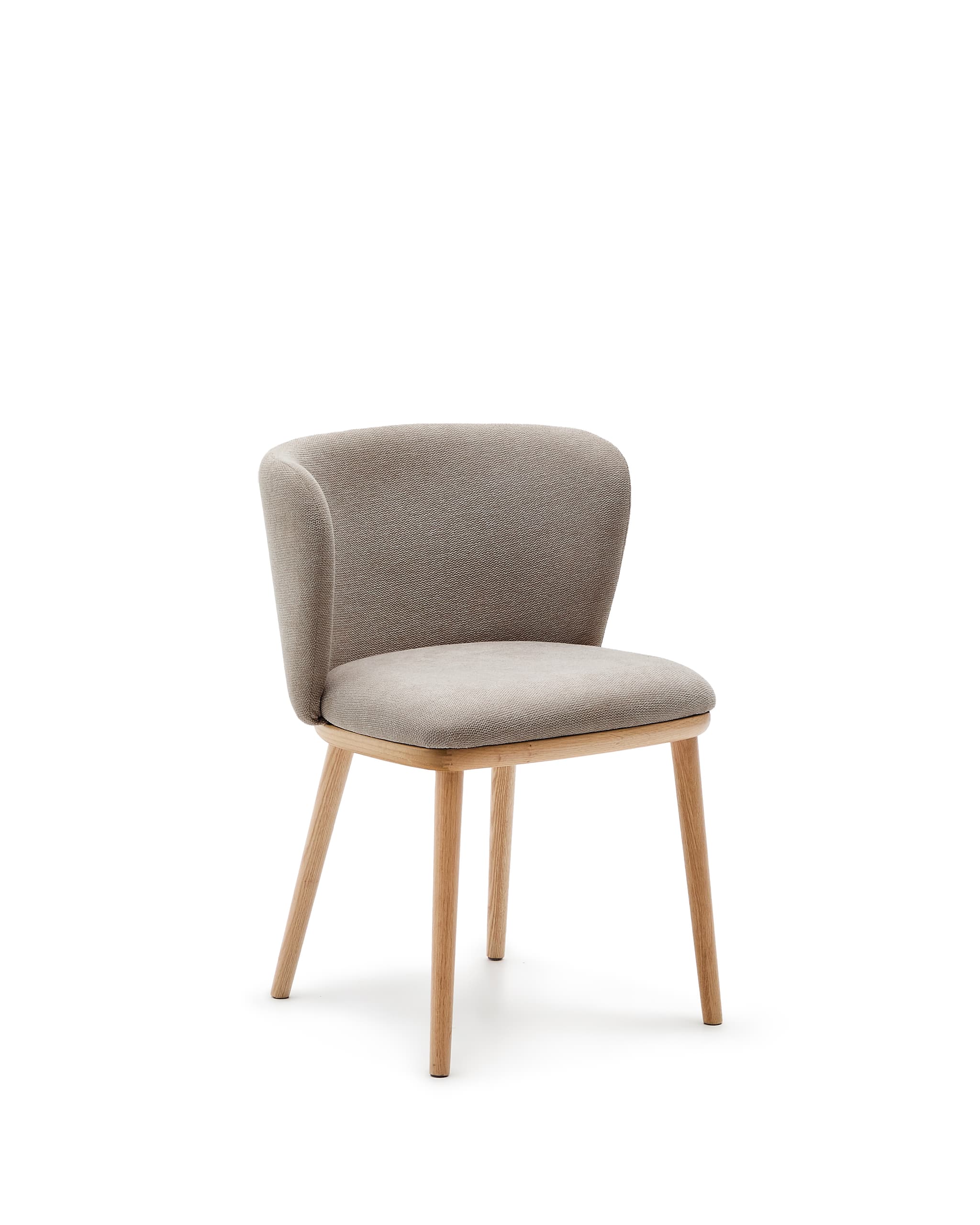 KAVE HOME Ciselia stol brun chenille och massivt askträ naturfärgad finish FSC Mix Credit