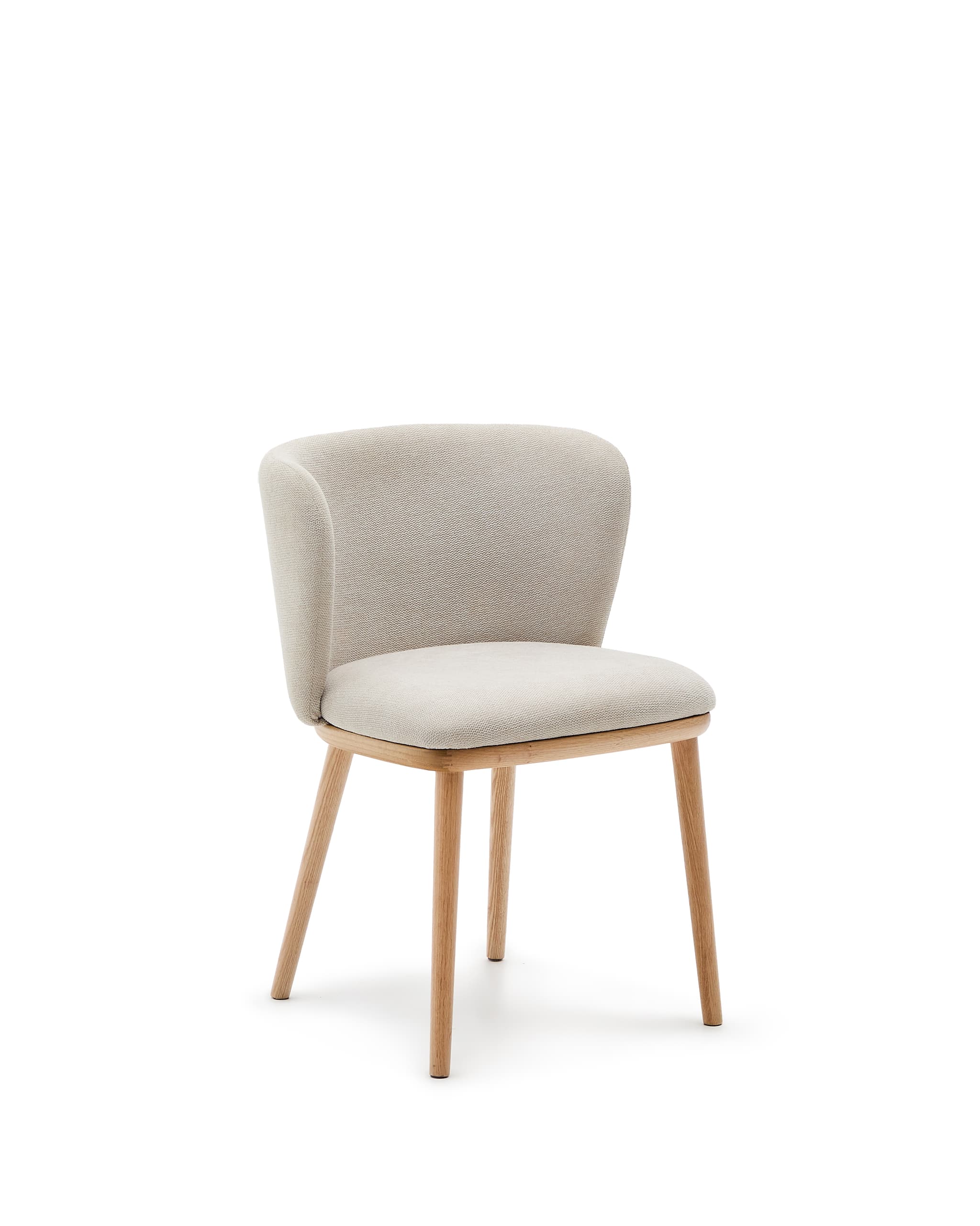 KAVE HOME Ciselia stol beige chenille och massivt askträ naturfärgad finish FSC Mix Credit