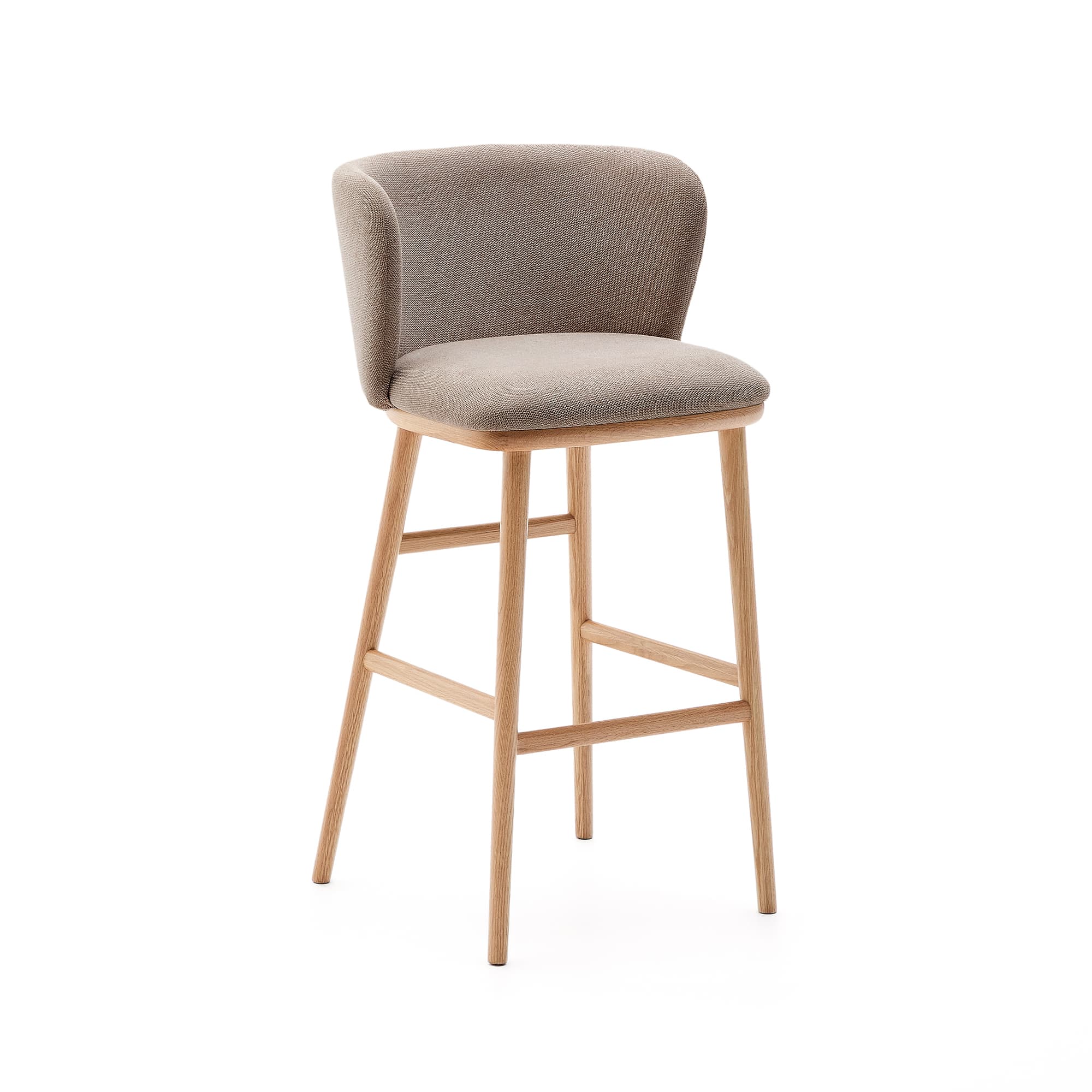 KAVE HOME Ciselia pall brun chenille och massivt askträ naturfärgad FSC Mix Credit 75 cm